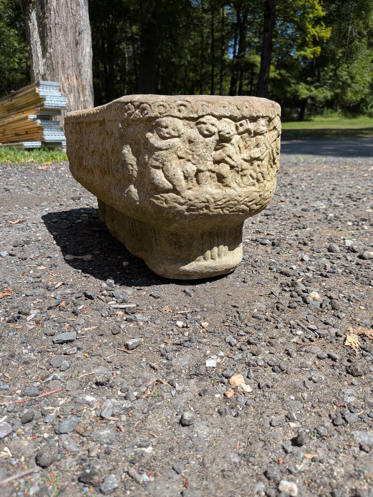 British Cast Stone Trough Planter / Jardiniere