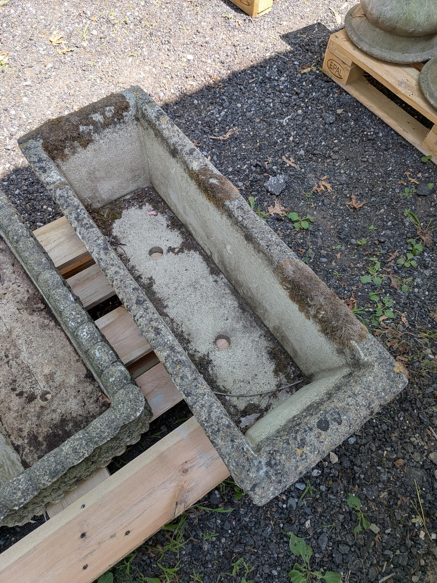 British Cast Stone Trough Planter / Jardiniere