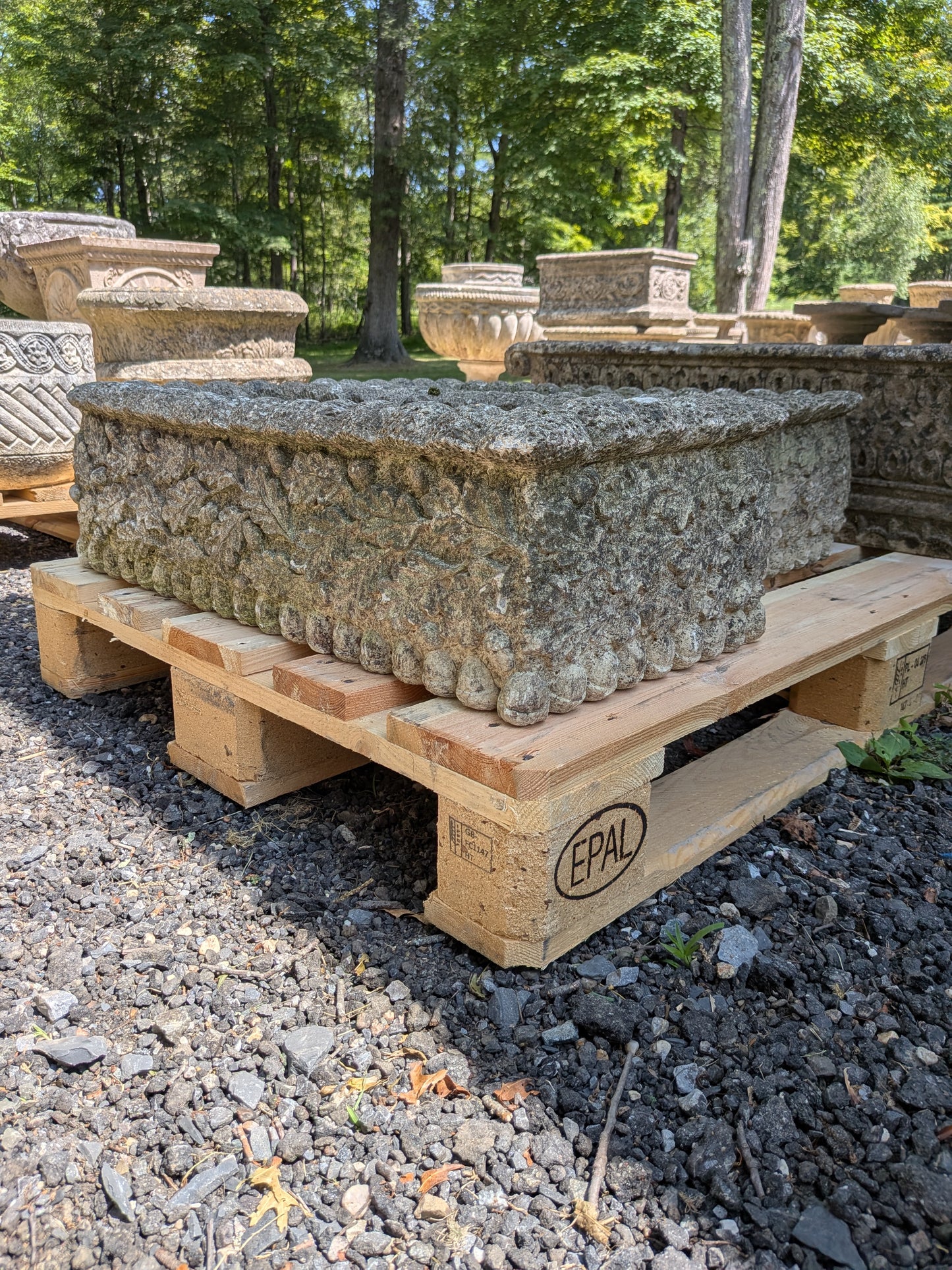 Pair of British Cast Stone Trough Planters / Jardinieres