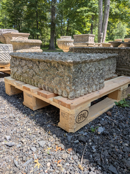Pair of British Cast Stone Trough Planters / Jardinieres