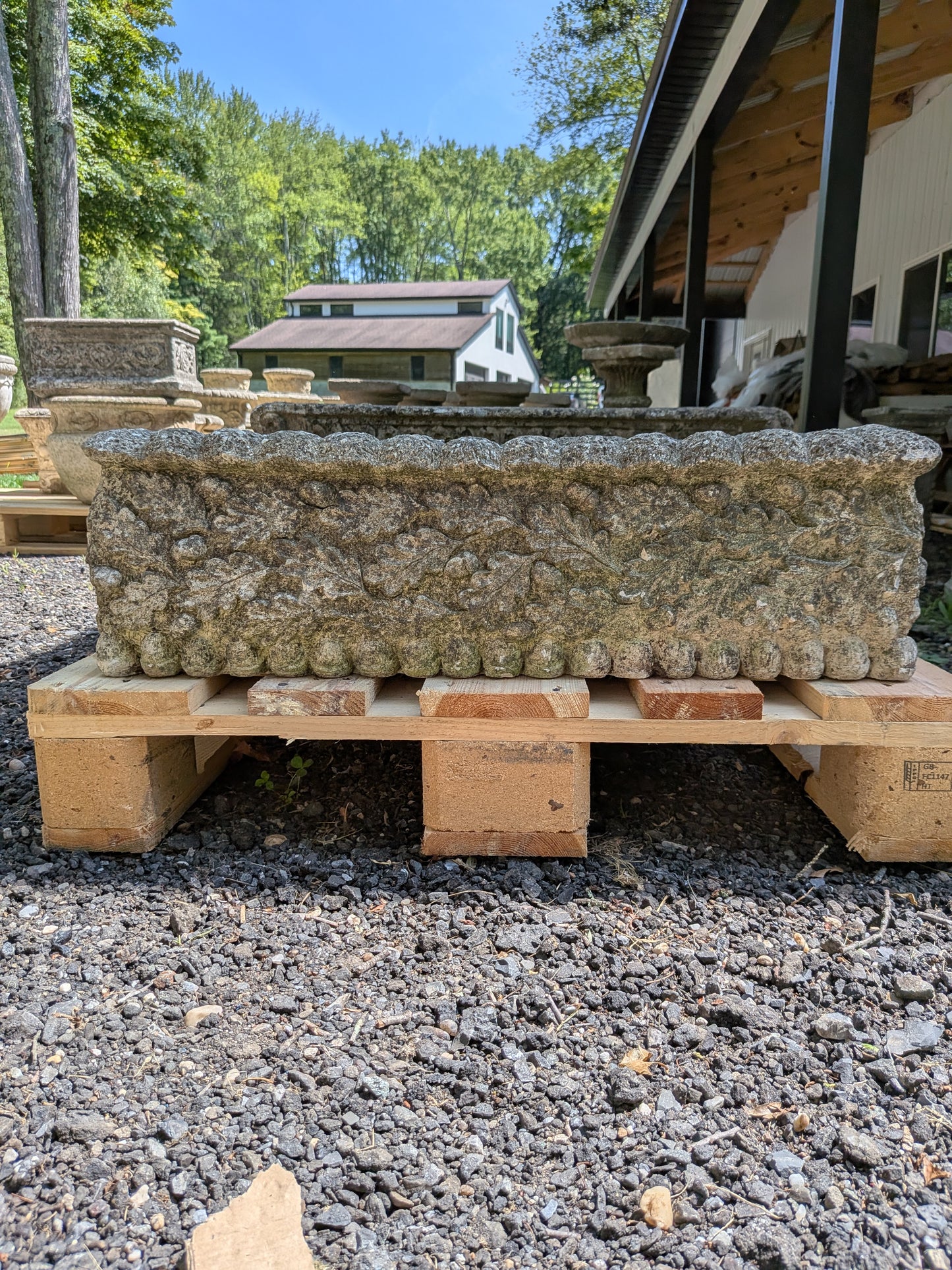 Pair of British Cast Stone Trough Planters / Jardinieres