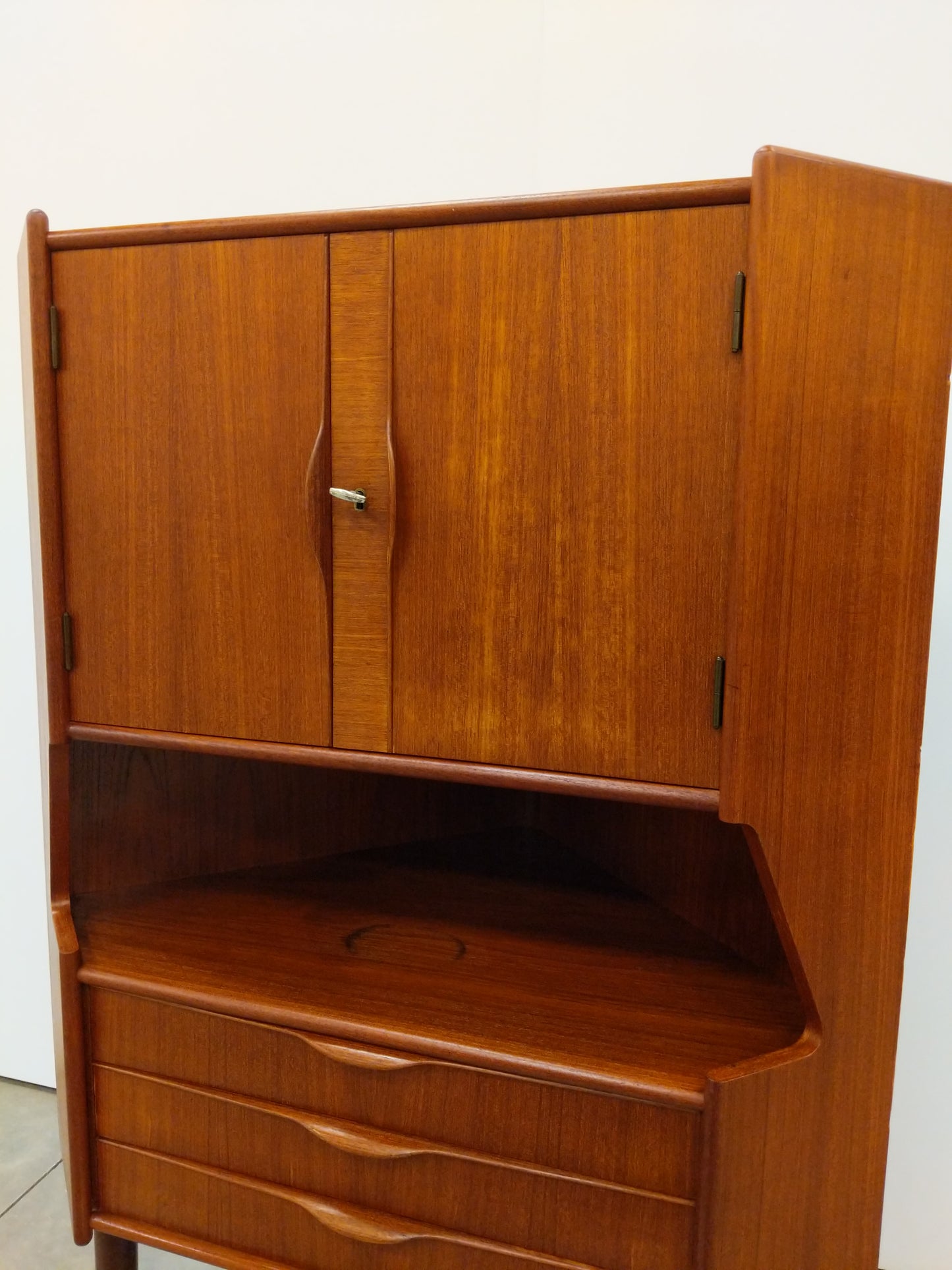 Vintage Danish Modern Teak Corner Cabinet by Gunni Omann