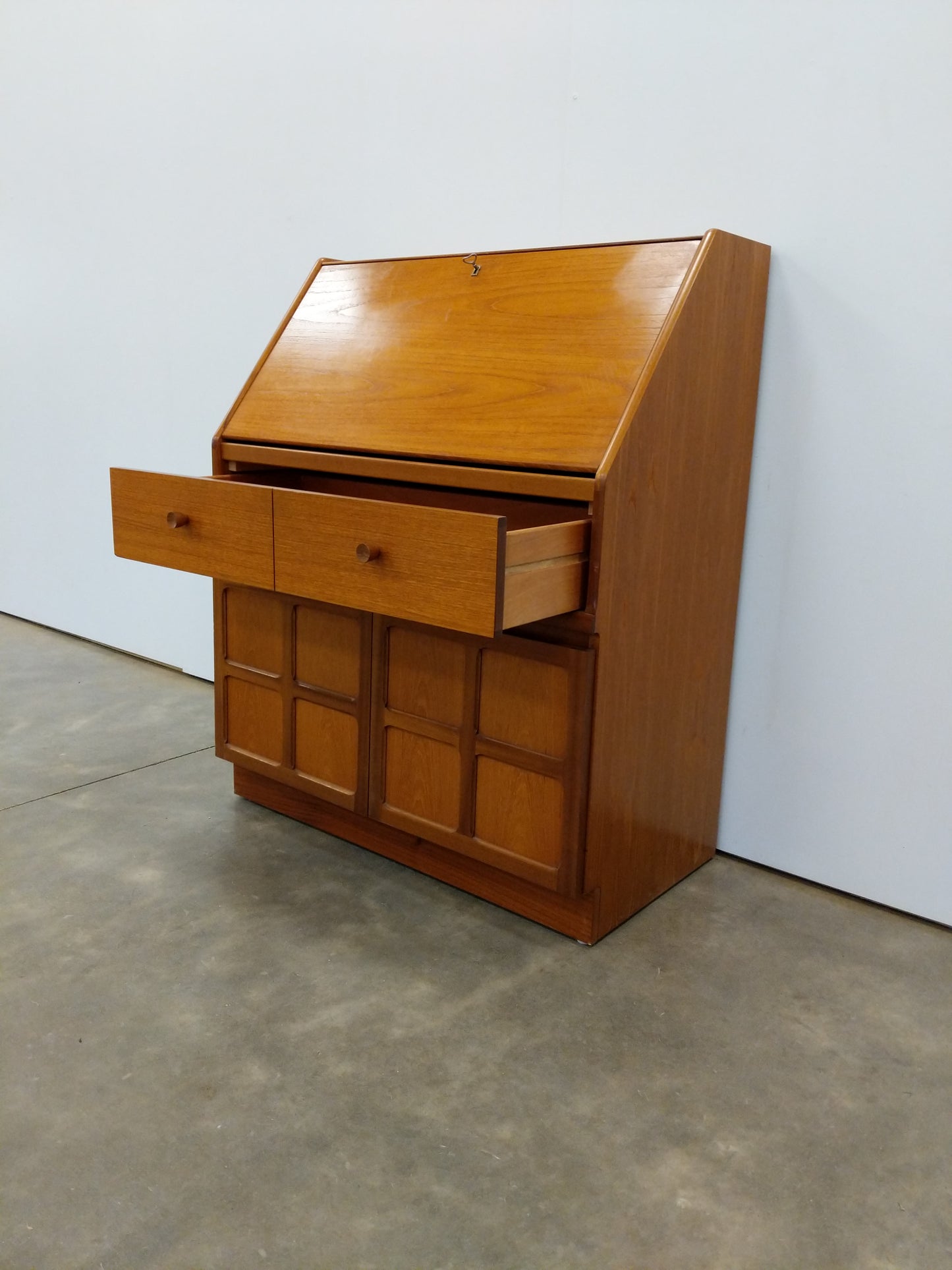 Vintage Mid Century Modern Teak Secretary Desk by Nathan