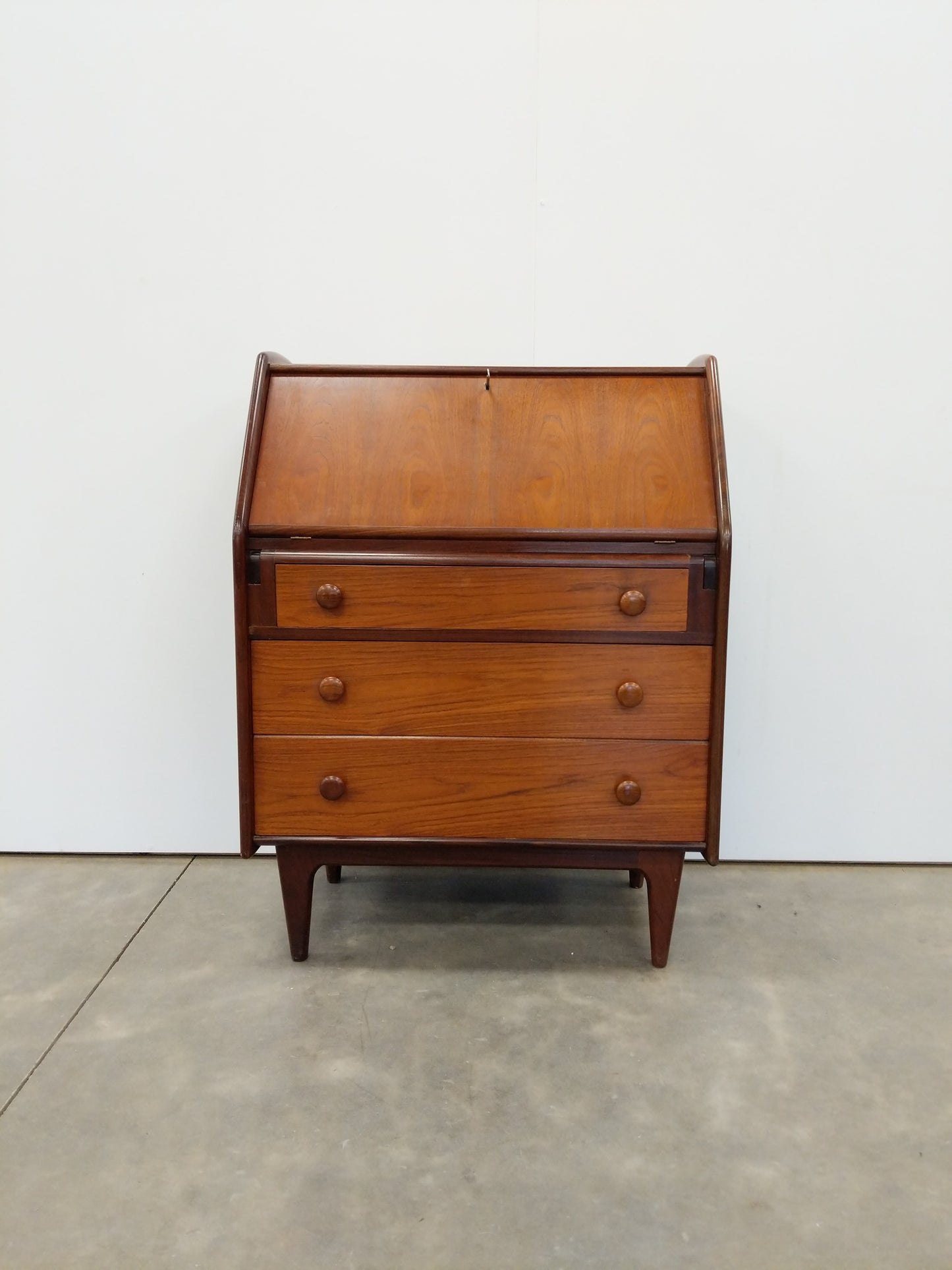 Vintage Mid Century Modern Teak Secretary Desk by Younger