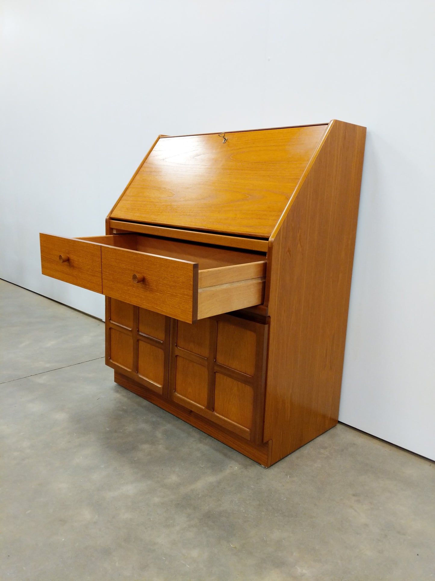 Vintage Mid Century Modern Teak Secretary Desk by Nathan