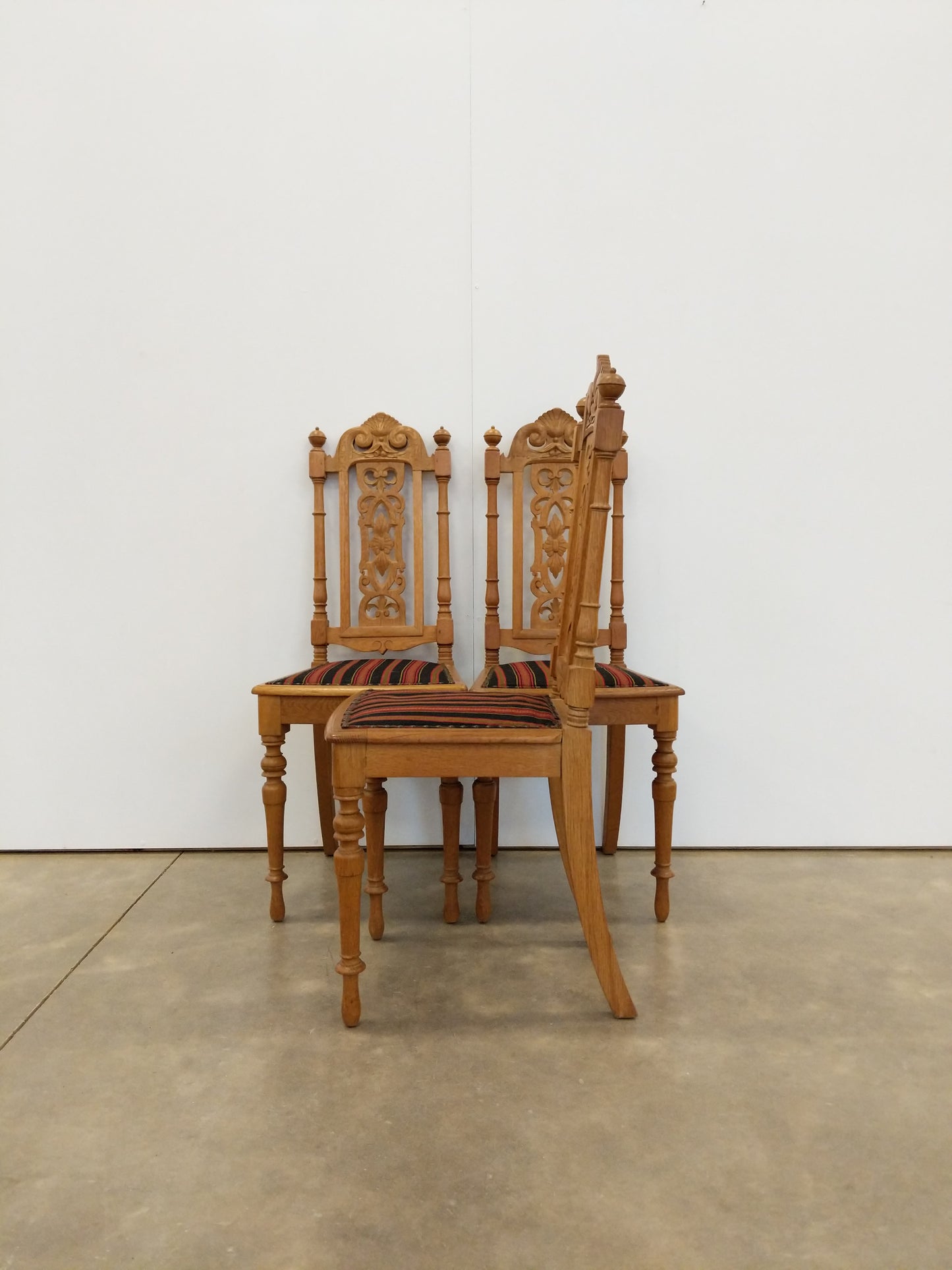 Set of 3 Antique Danish Oak Dining Chairs