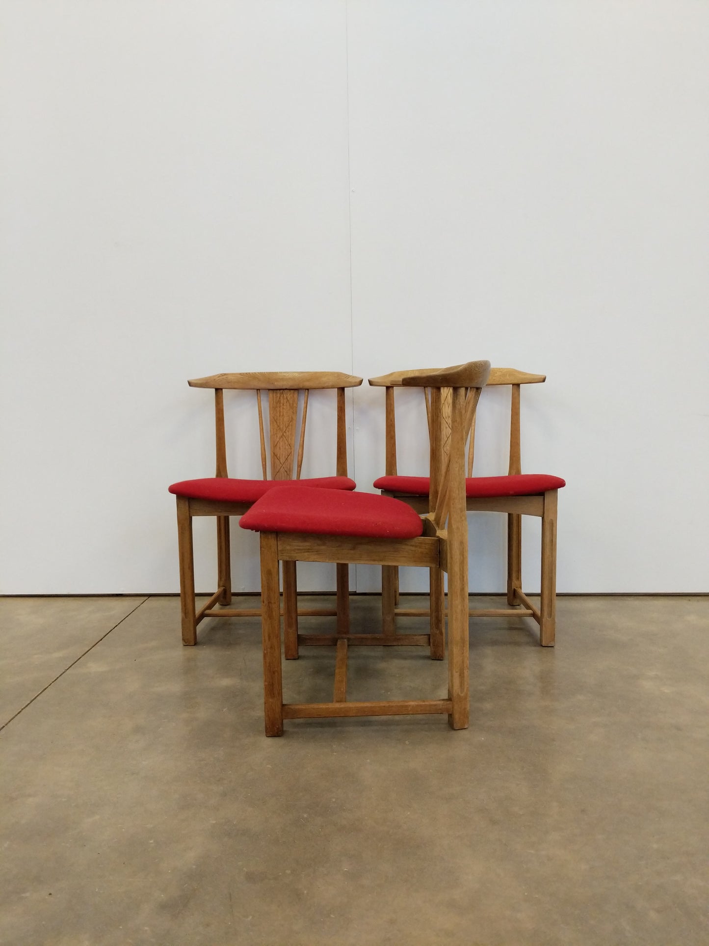 Set of 3 Vintage Danish Modern Oak Dining Chairs