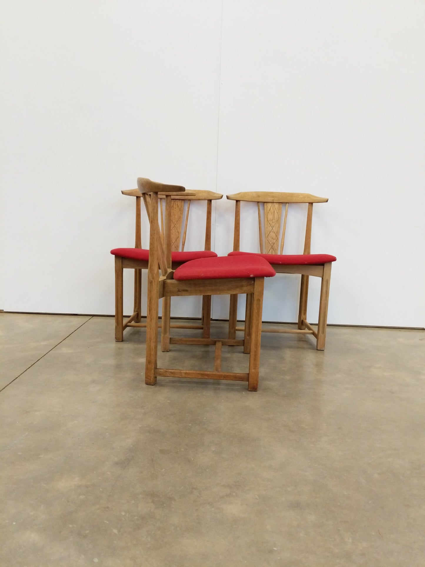 Set of 3 Vintage Danish Modern Oak Dining Chairs
