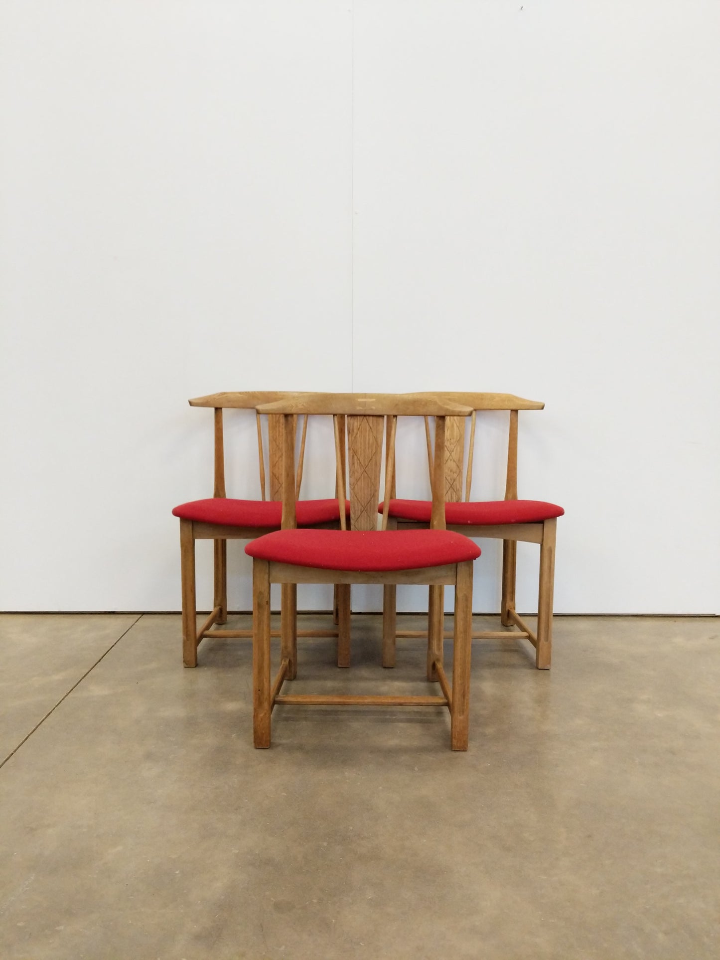 Set of 3 Vintage Danish Modern Oak Dining Chairs