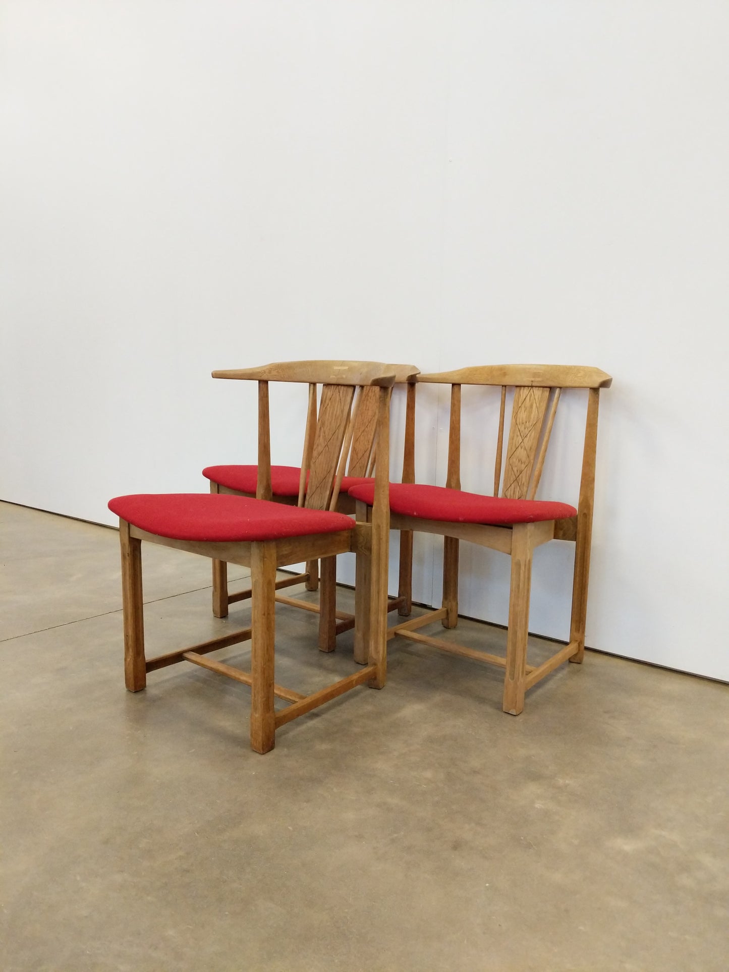 Set of 3 Vintage Danish Modern Oak Dining Chairs