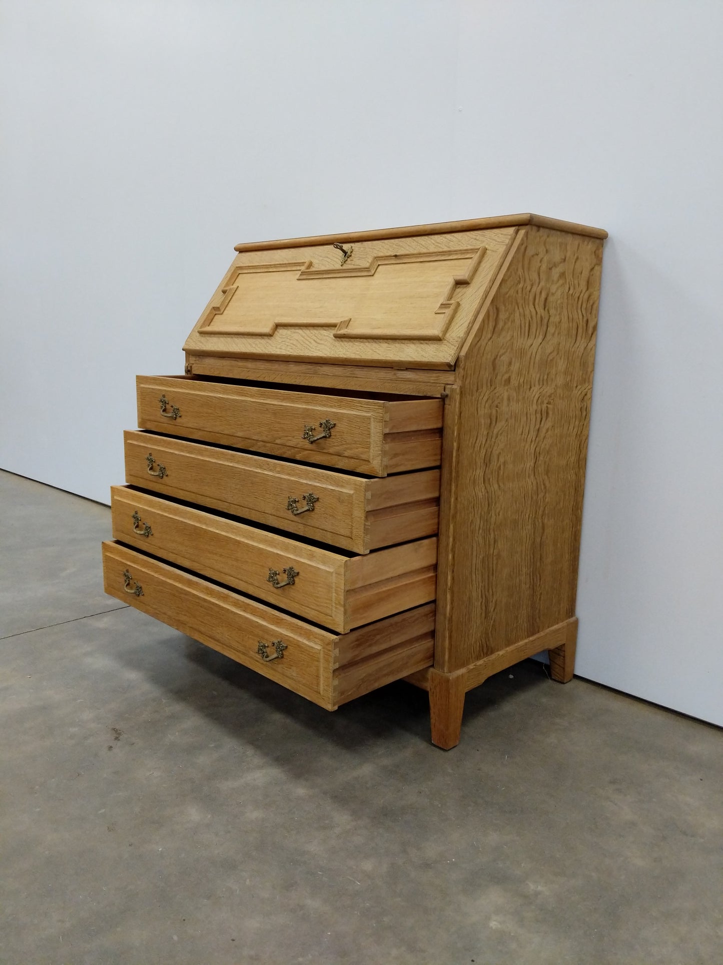 Vintage Danish Oak Secretary Desk