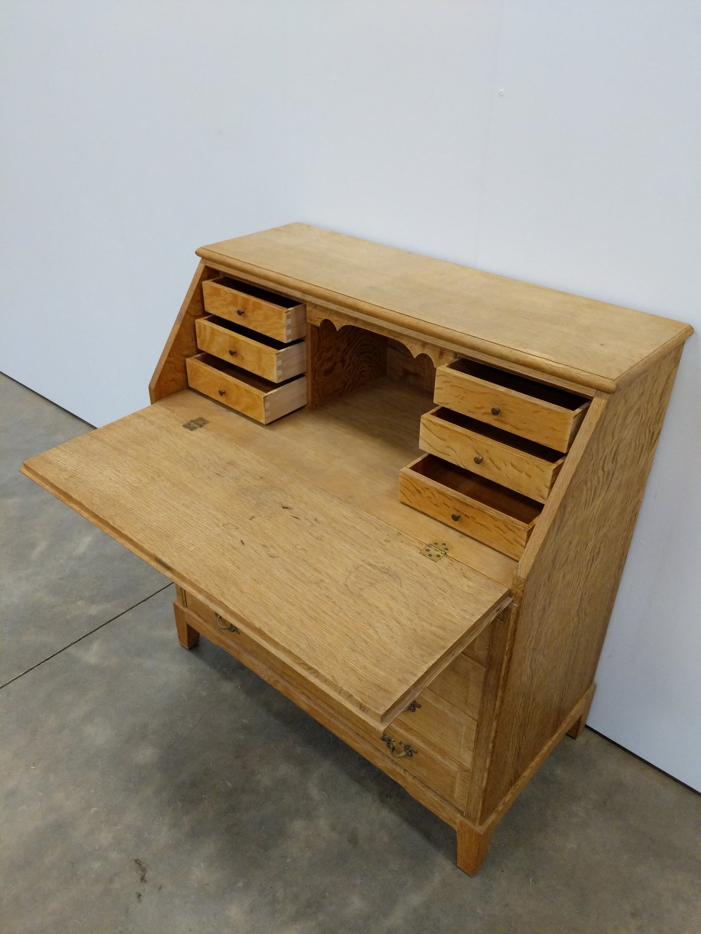 Vintage Danish Oak Secretary Desk