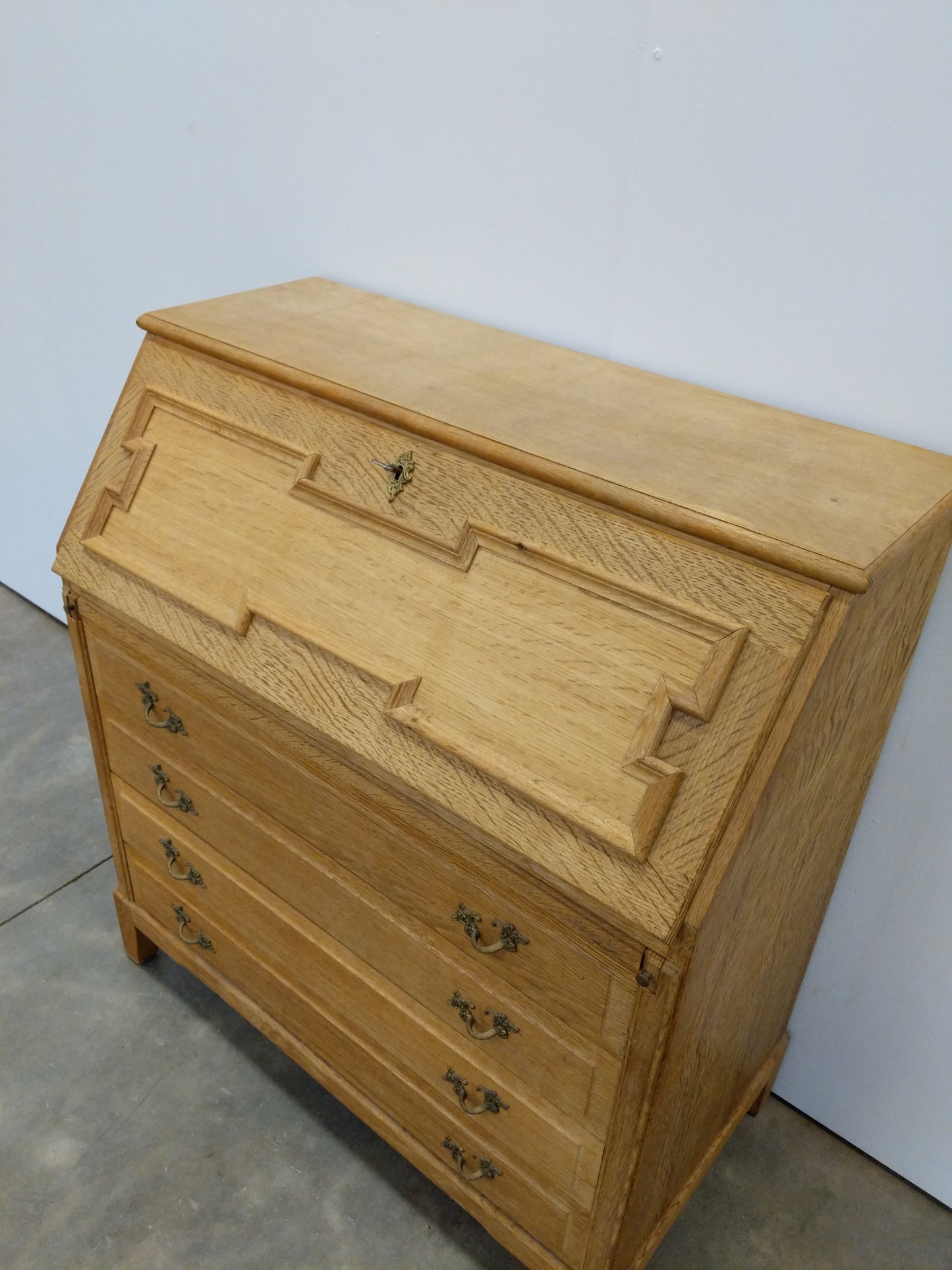 Vintage Danish Oak Secretary Desk