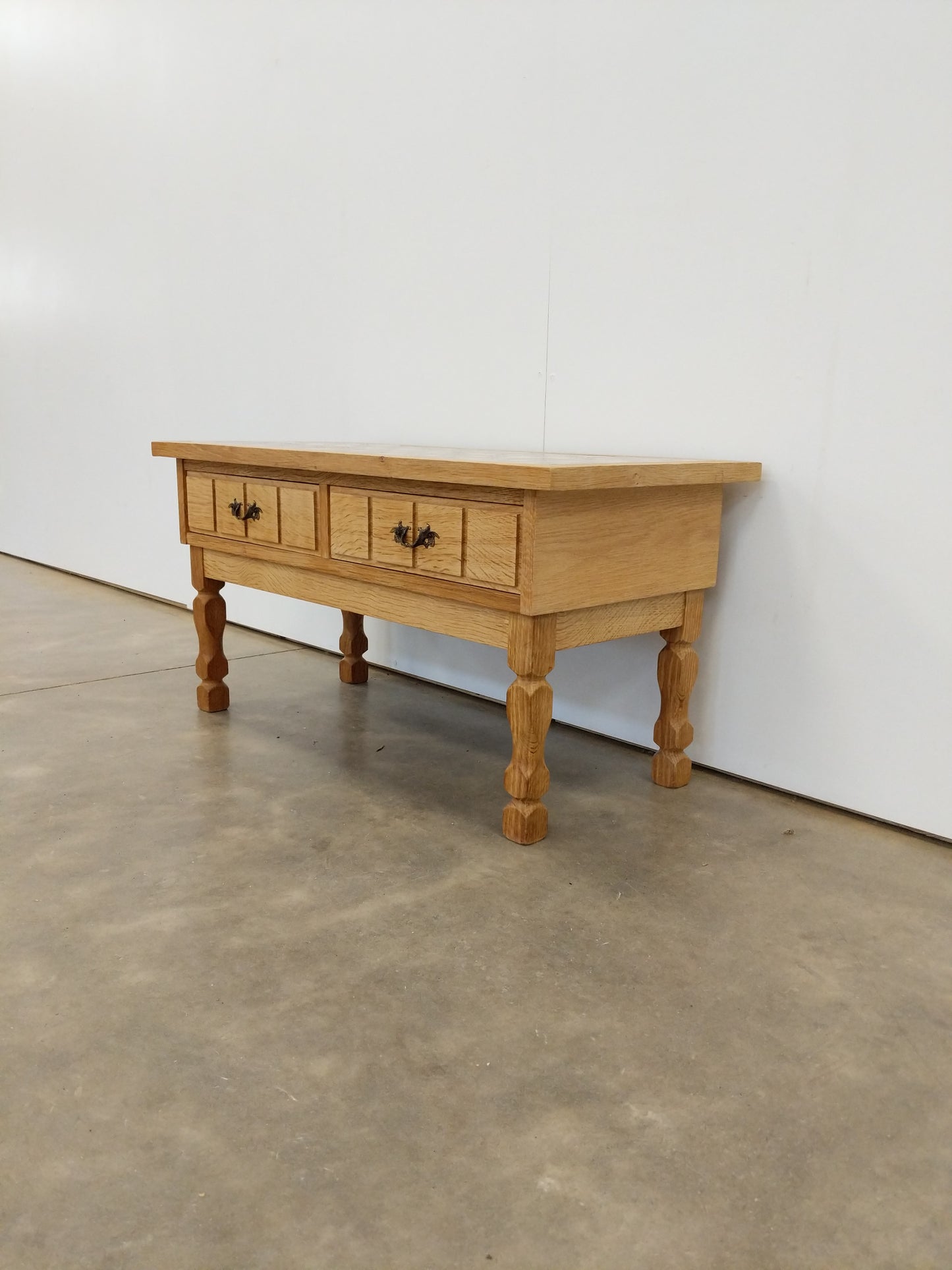 Vintage Danish Oak and Tile Entry Table