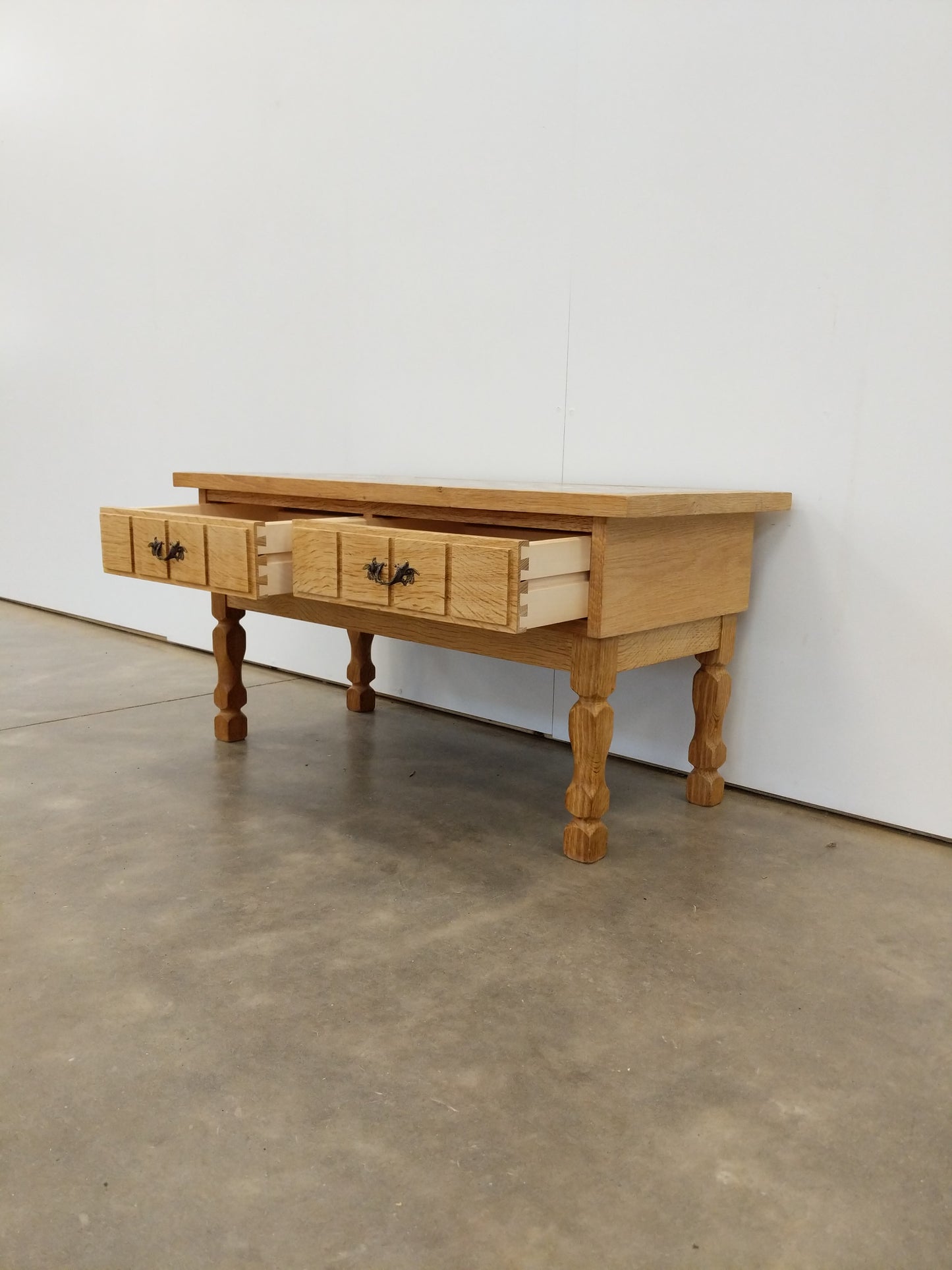 Vintage Danish Oak and Tile Entry Table