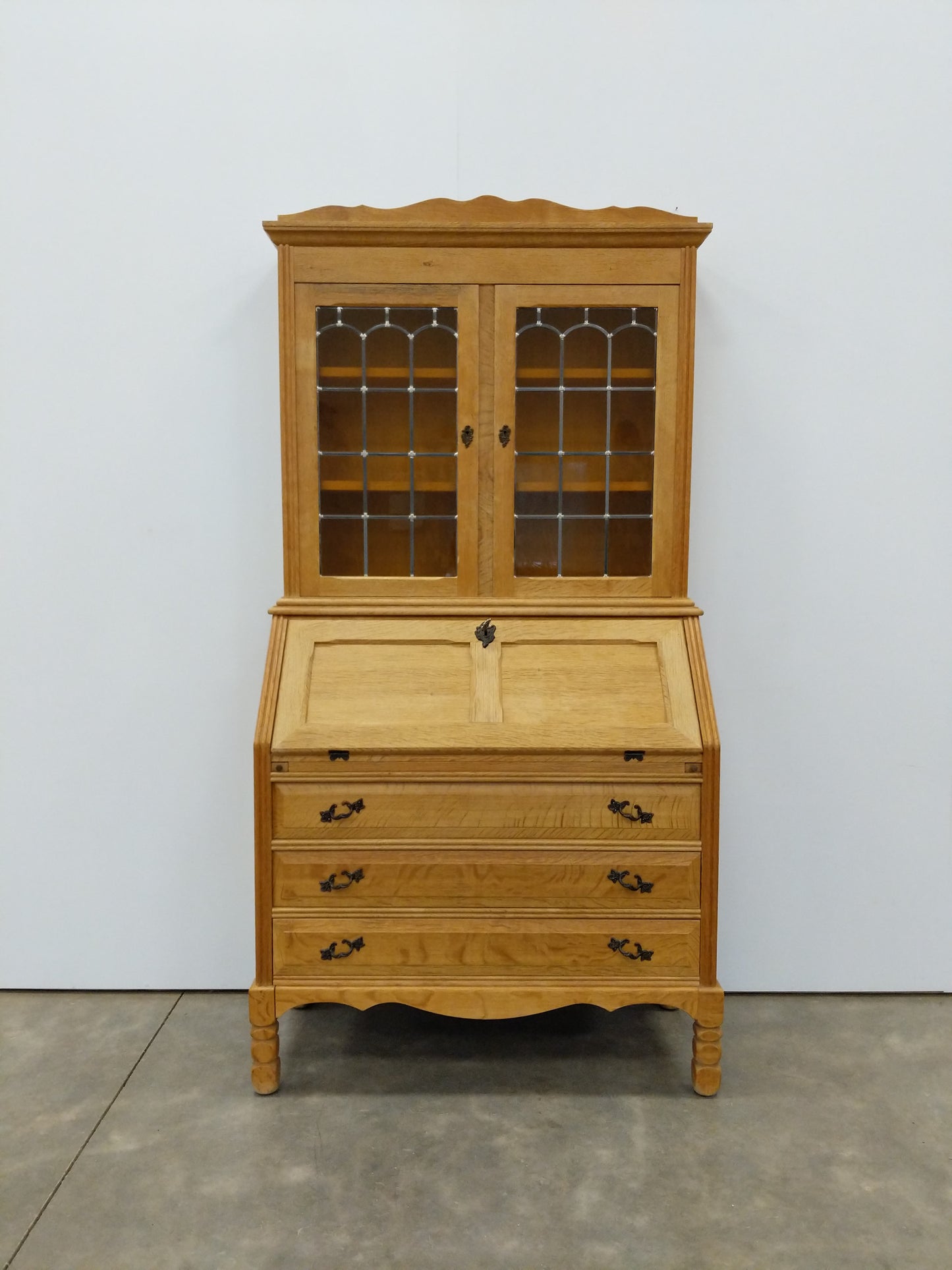 Vintage Danish Oak Secretary Desk