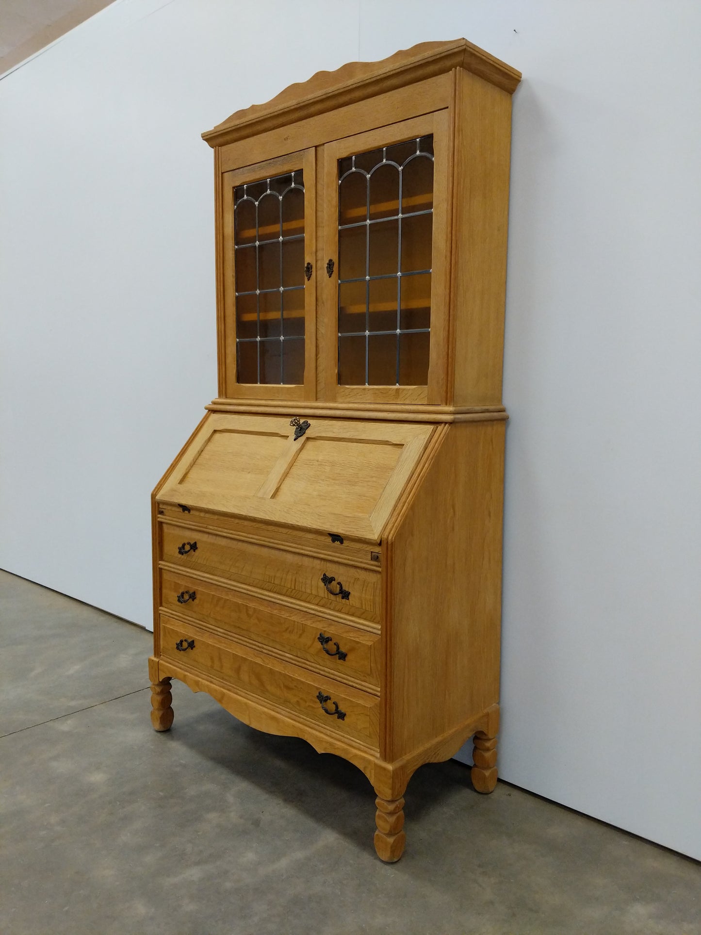 Vintage Danish Oak Secretary Desk