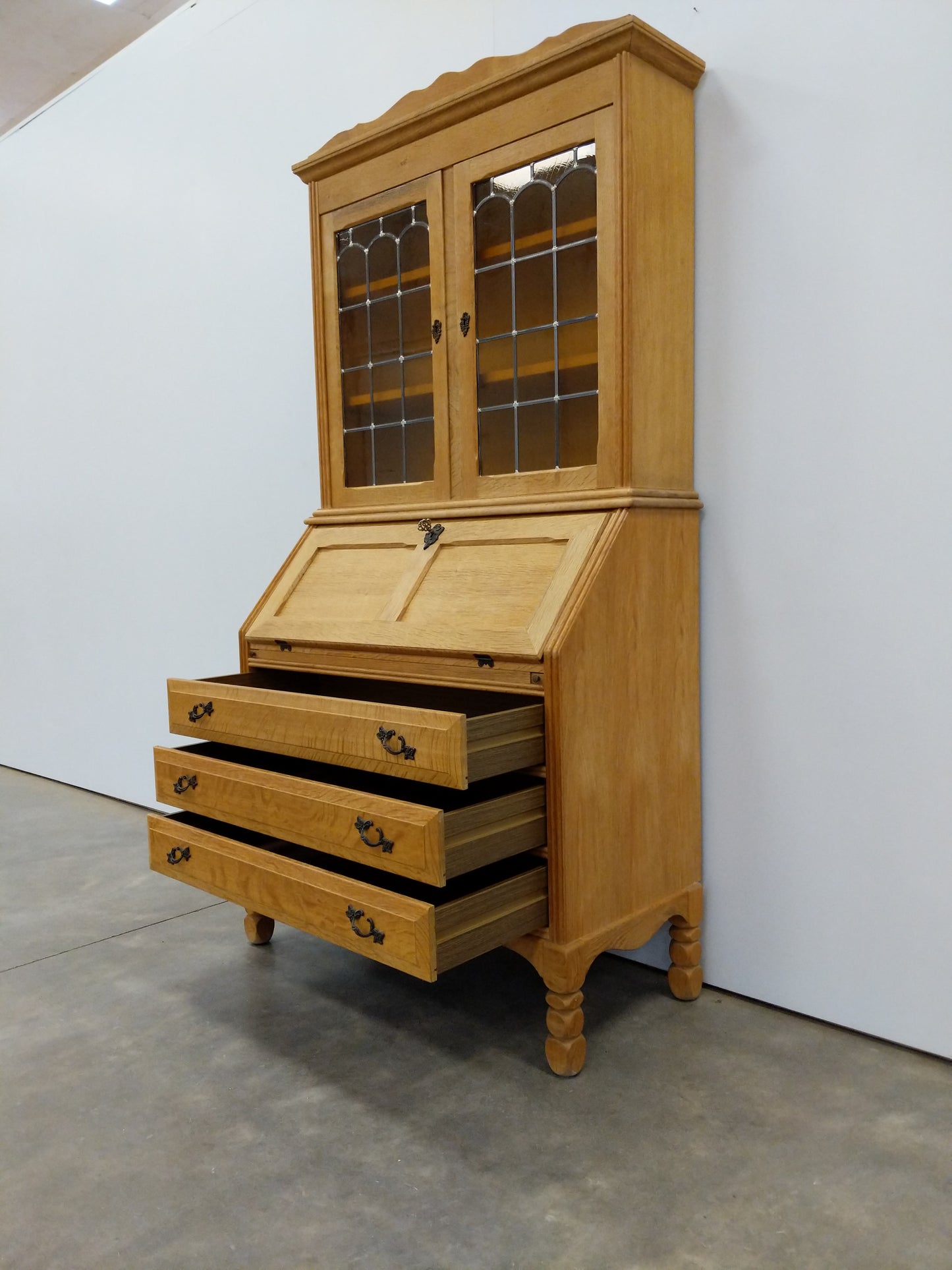 Vintage Danish Oak Secretary Desk