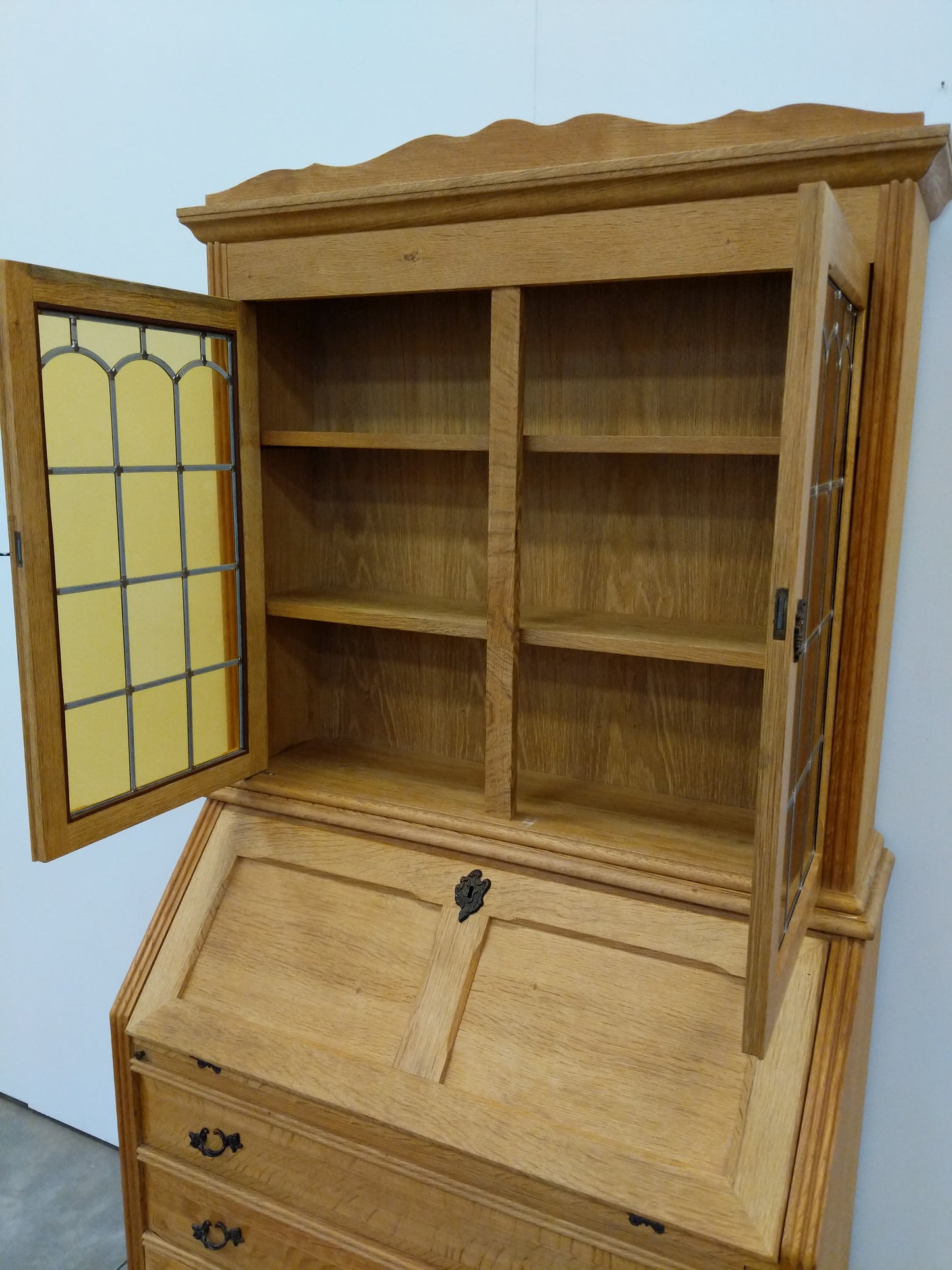Vintage Danish Oak Secretary Desk