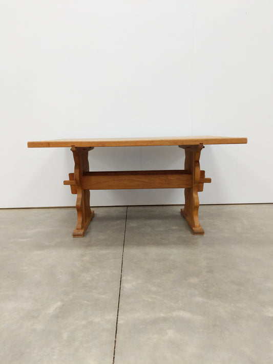 Vintage Danish Oak Trestle Dining Table