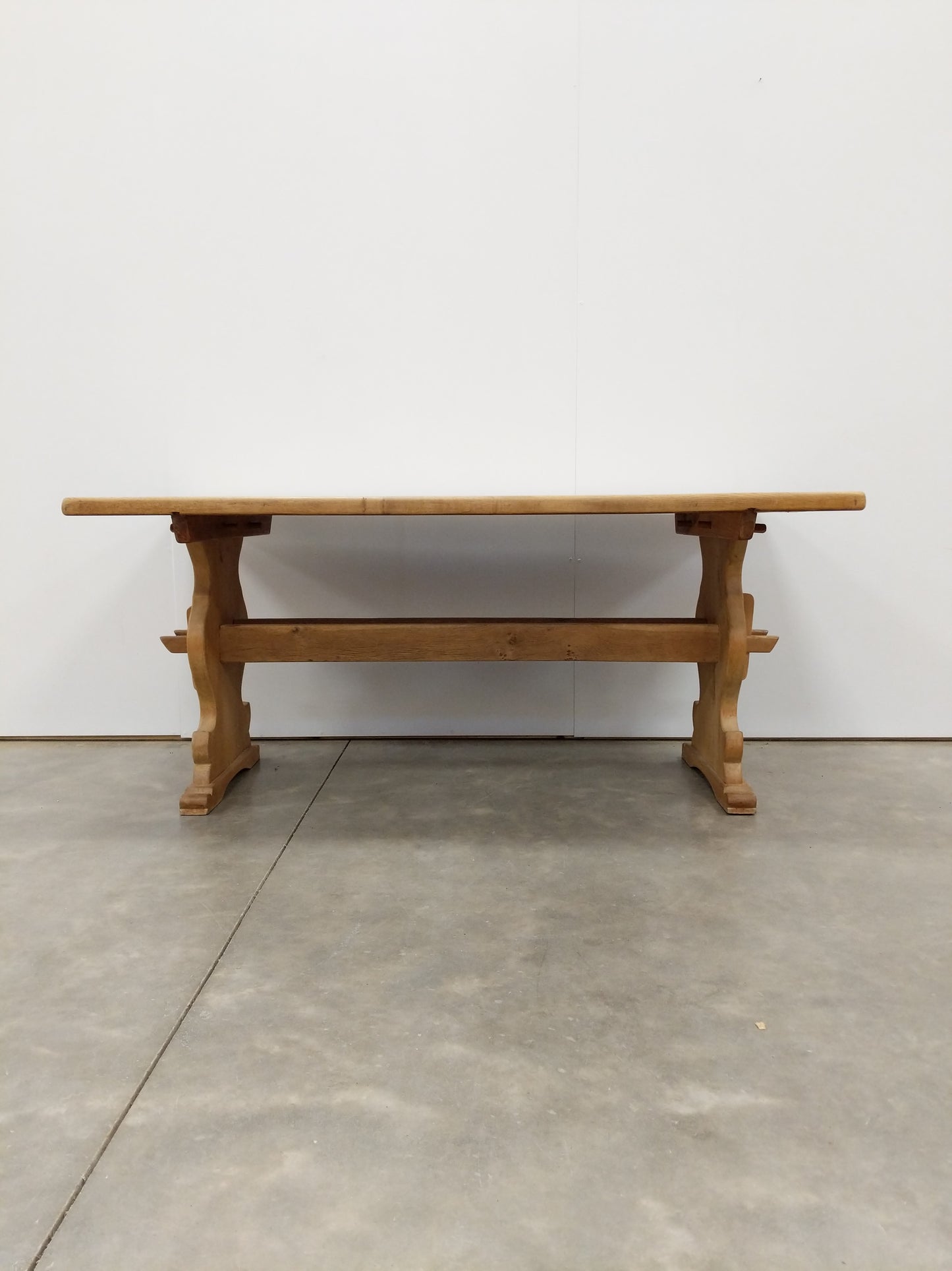 Vintage Danish Oak Trestle Dining Table