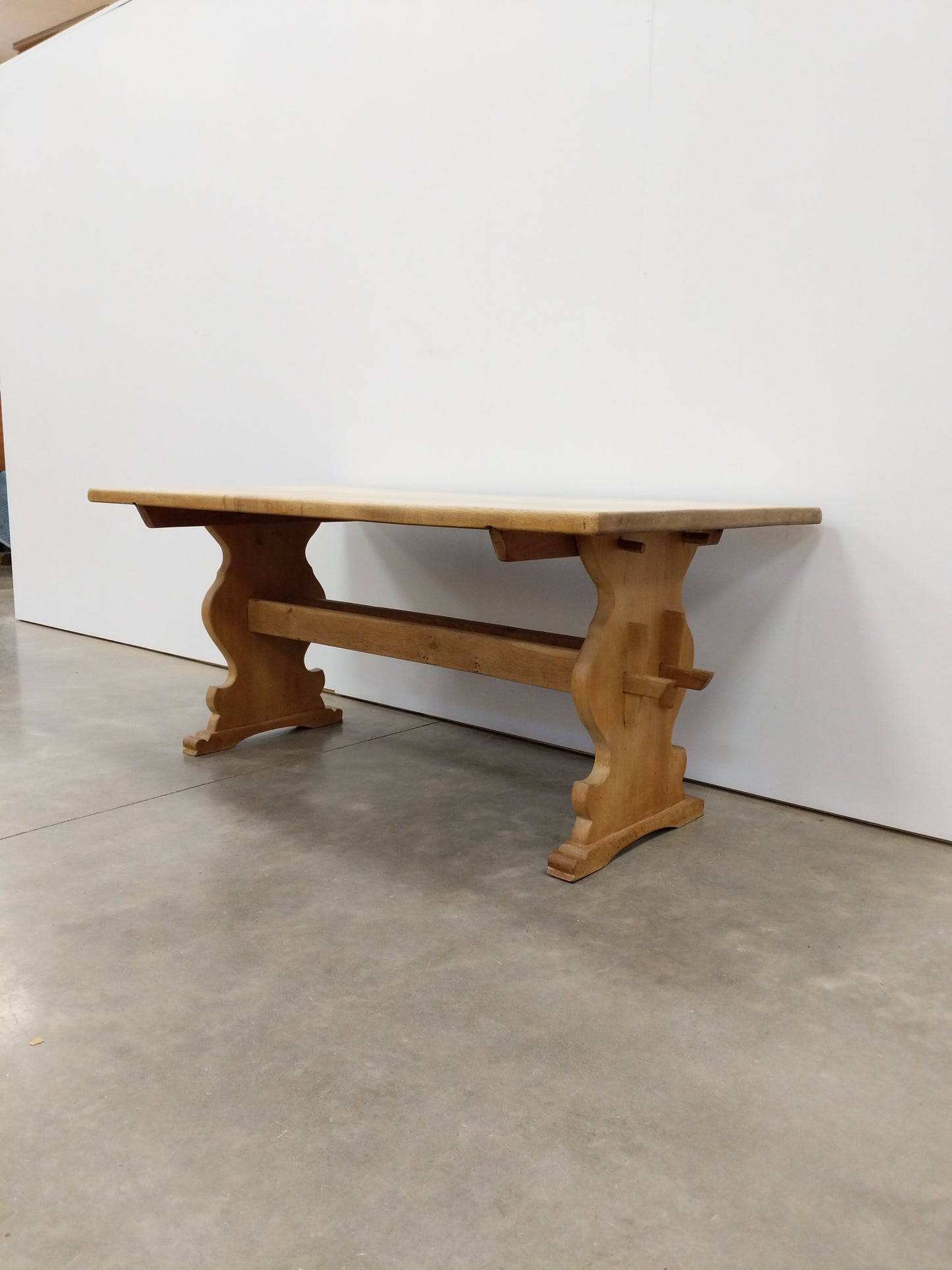 Vintage Danish Oak Trestle Dining Table