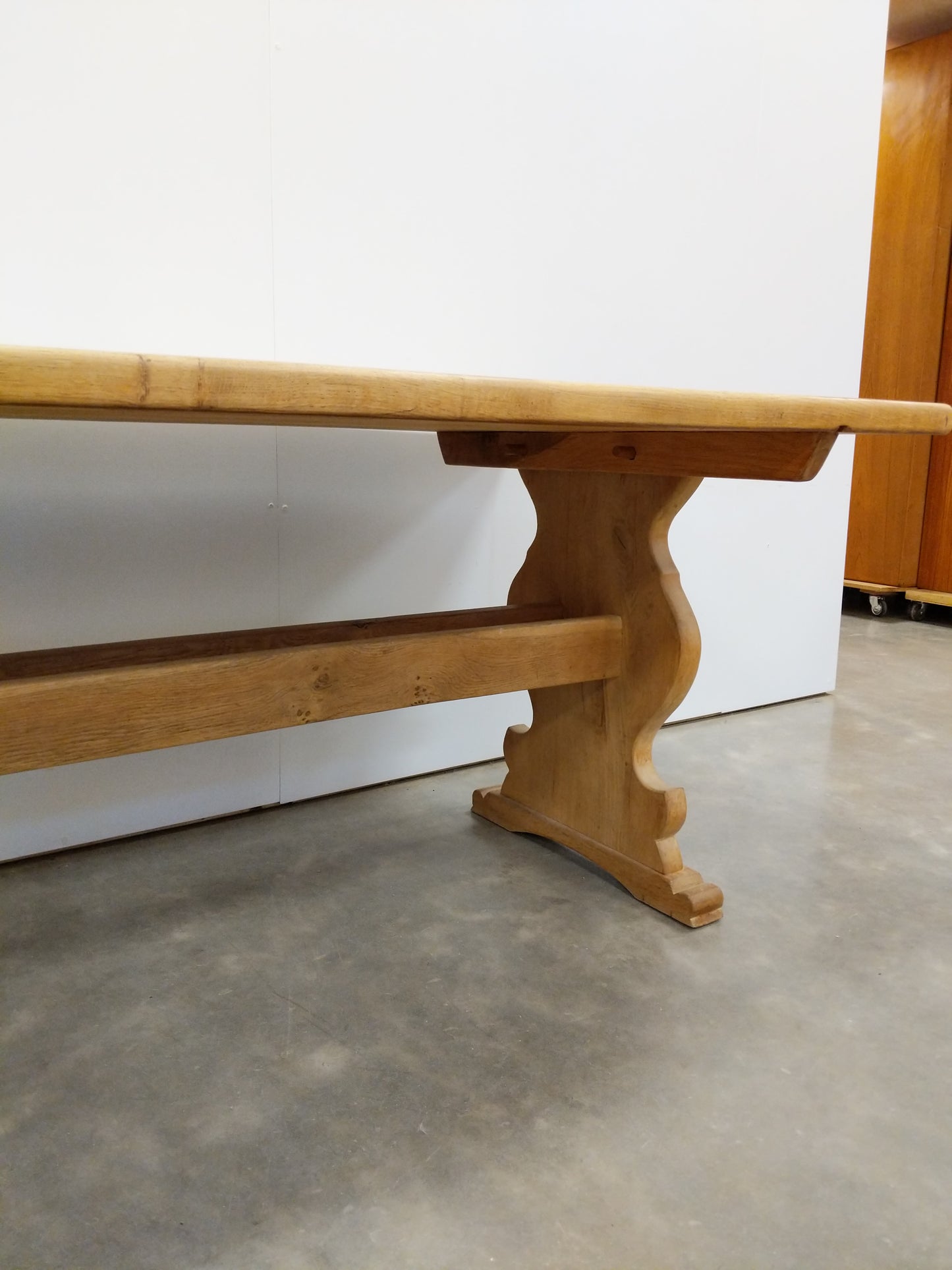 Vintage Danish Oak Trestle Dining Table