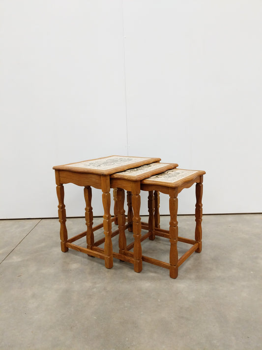 Set of Vintage Danish Oak Nesting Tables