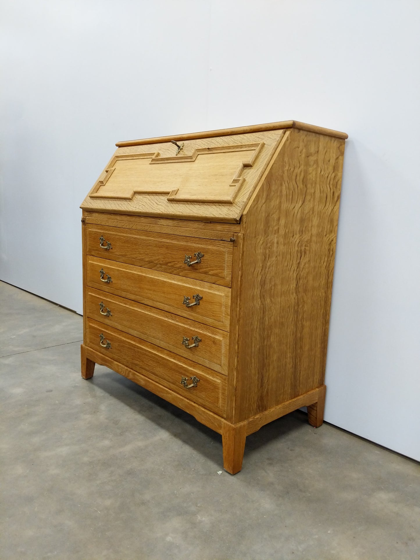 Vintage Danish Oak Secretary Desk