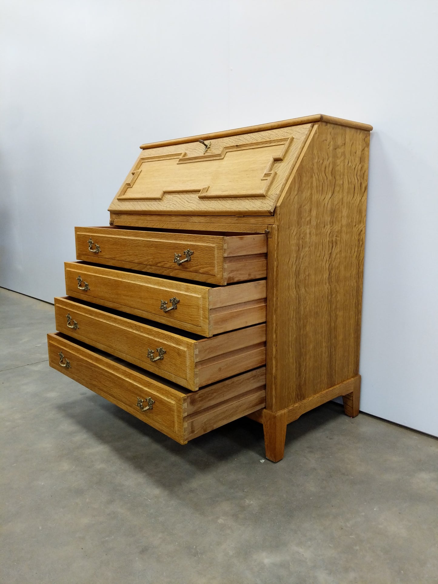 Vintage Danish Oak Secretary Desk