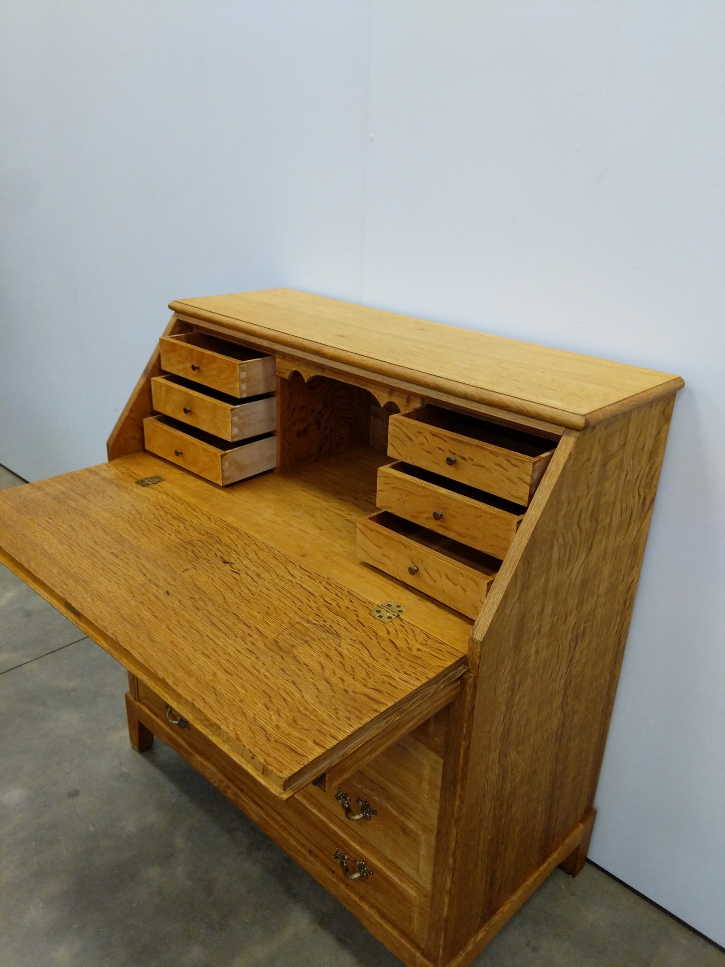Vintage Danish Oak Secretary Desk