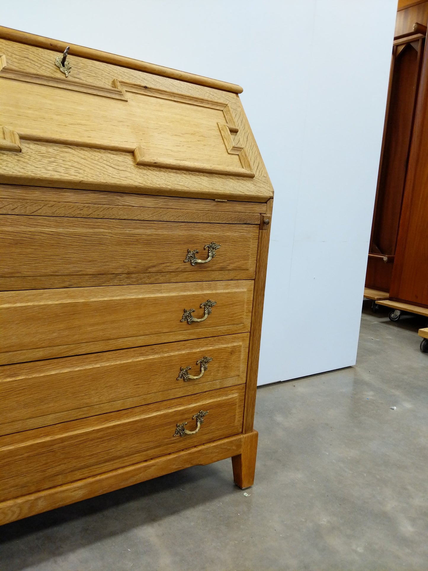 Vintage Danish Oak Secretary Desk