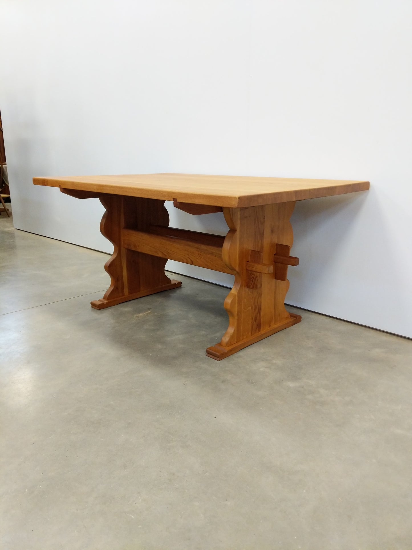 Vintage Danish Oak Trestle Dining Table