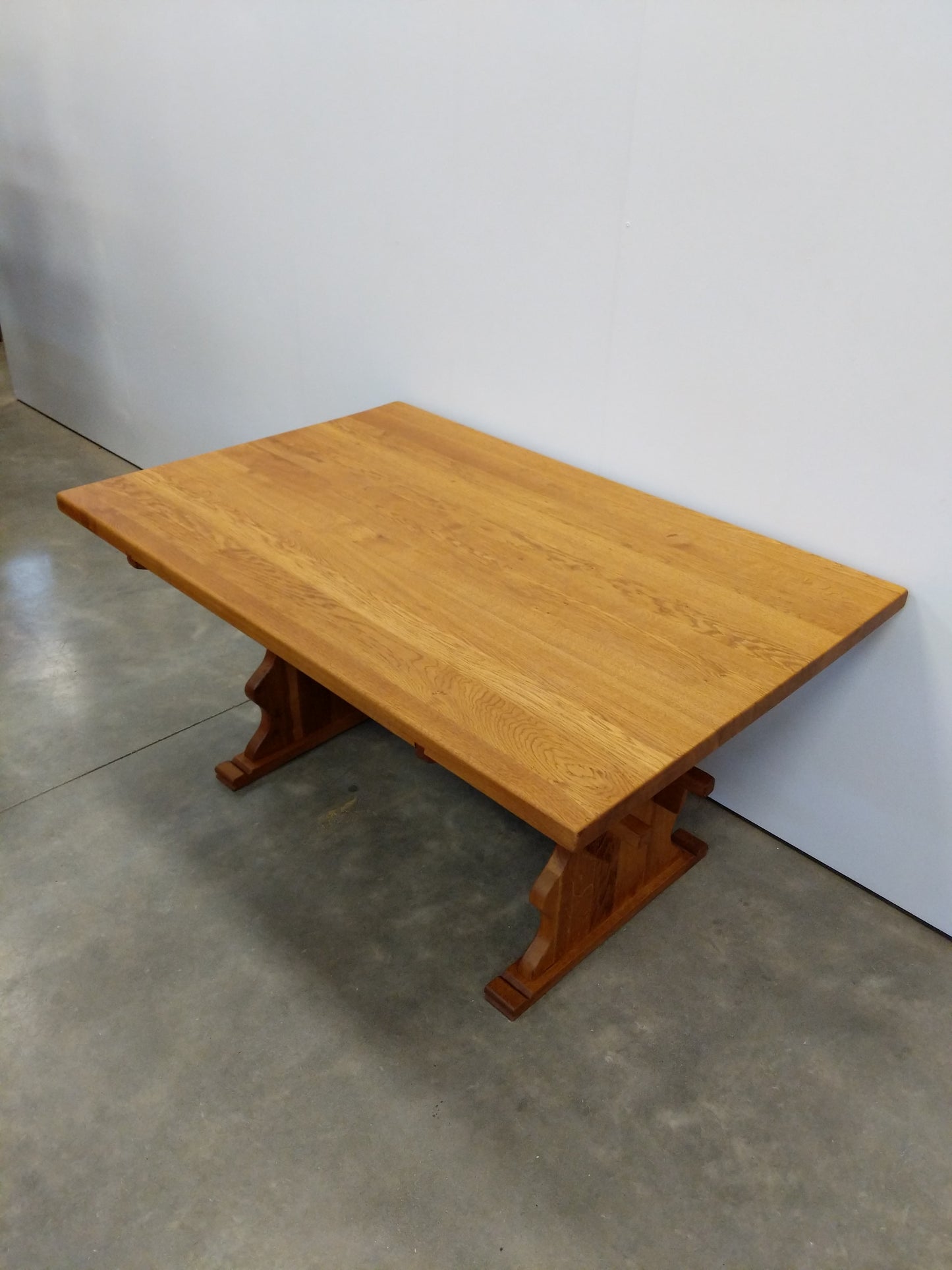 Vintage Danish Oak Trestle Dining Table