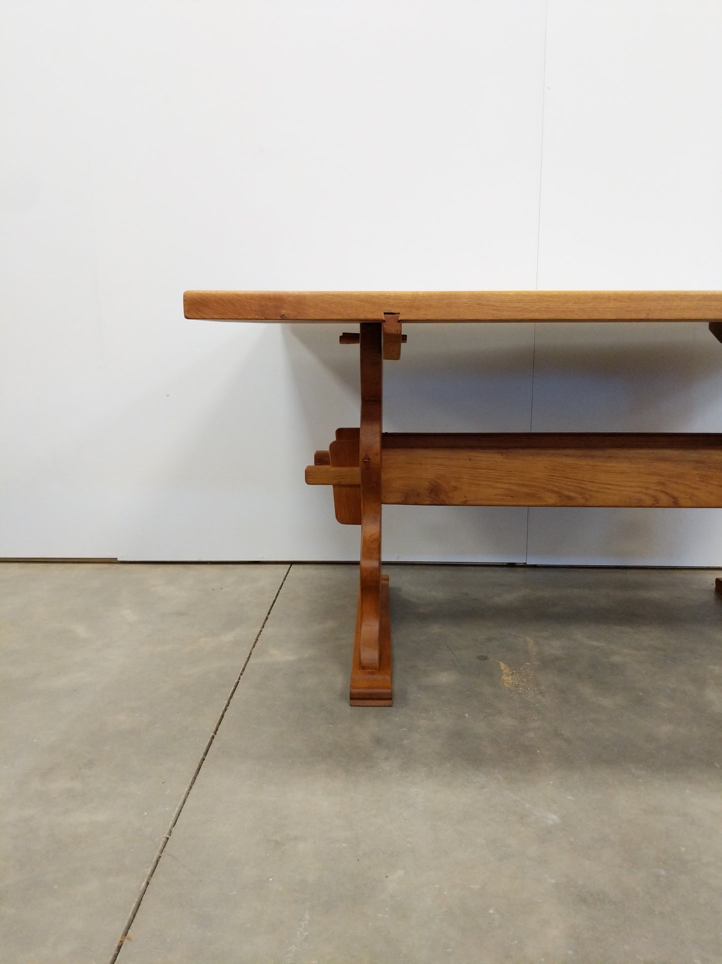 Vintage Danish Oak Trestle Dining Table