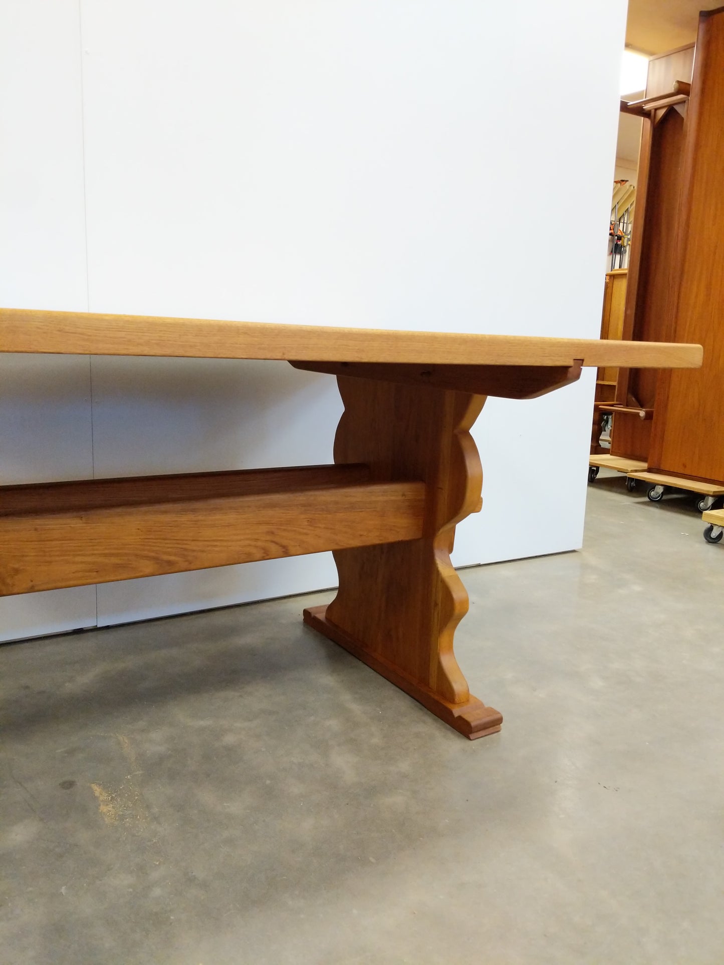 Vintage Danish Oak Trestle Dining Table