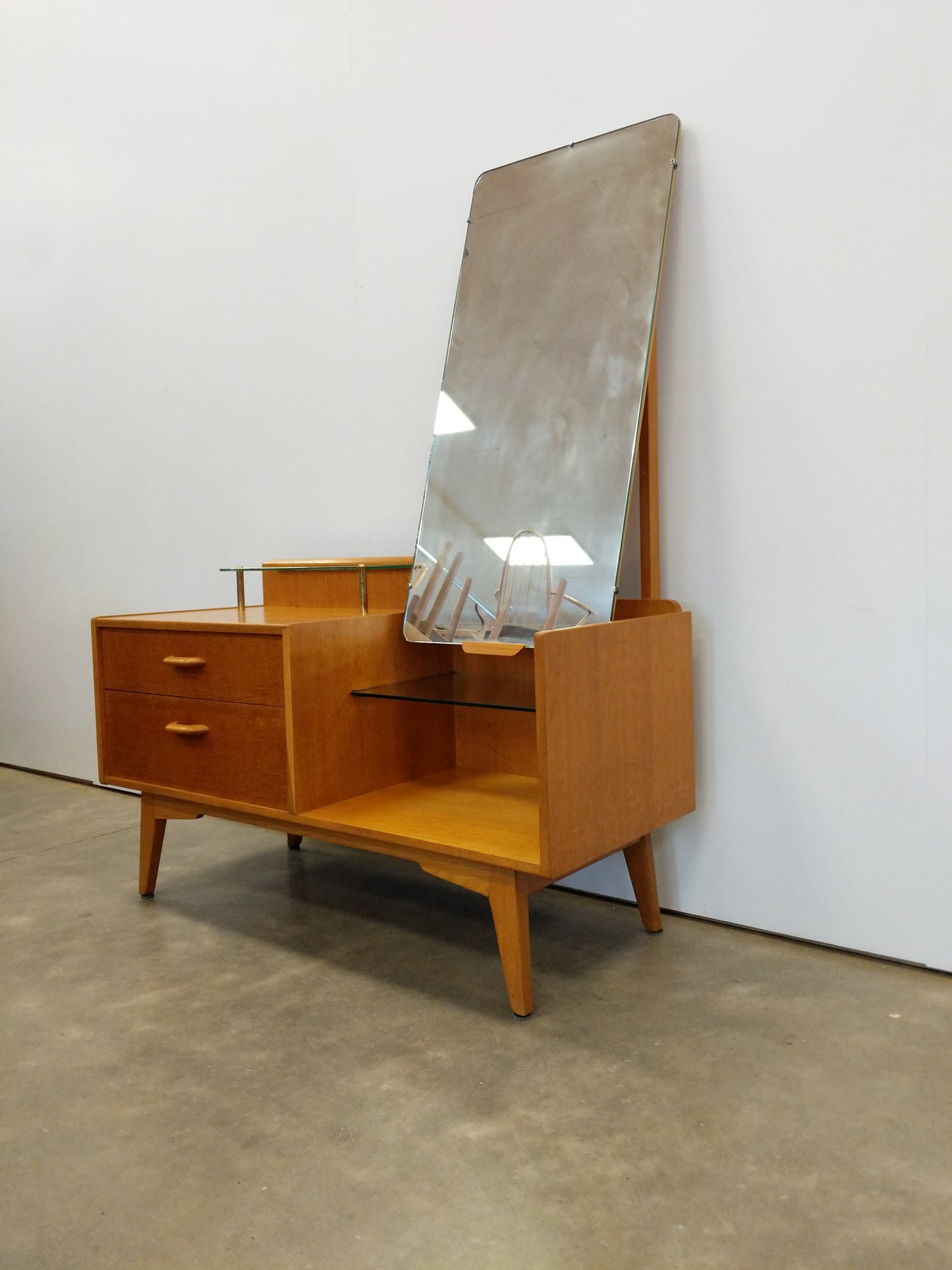 Vintage Mid Century Modern Oak Vanity / Dressing Table by G Plan