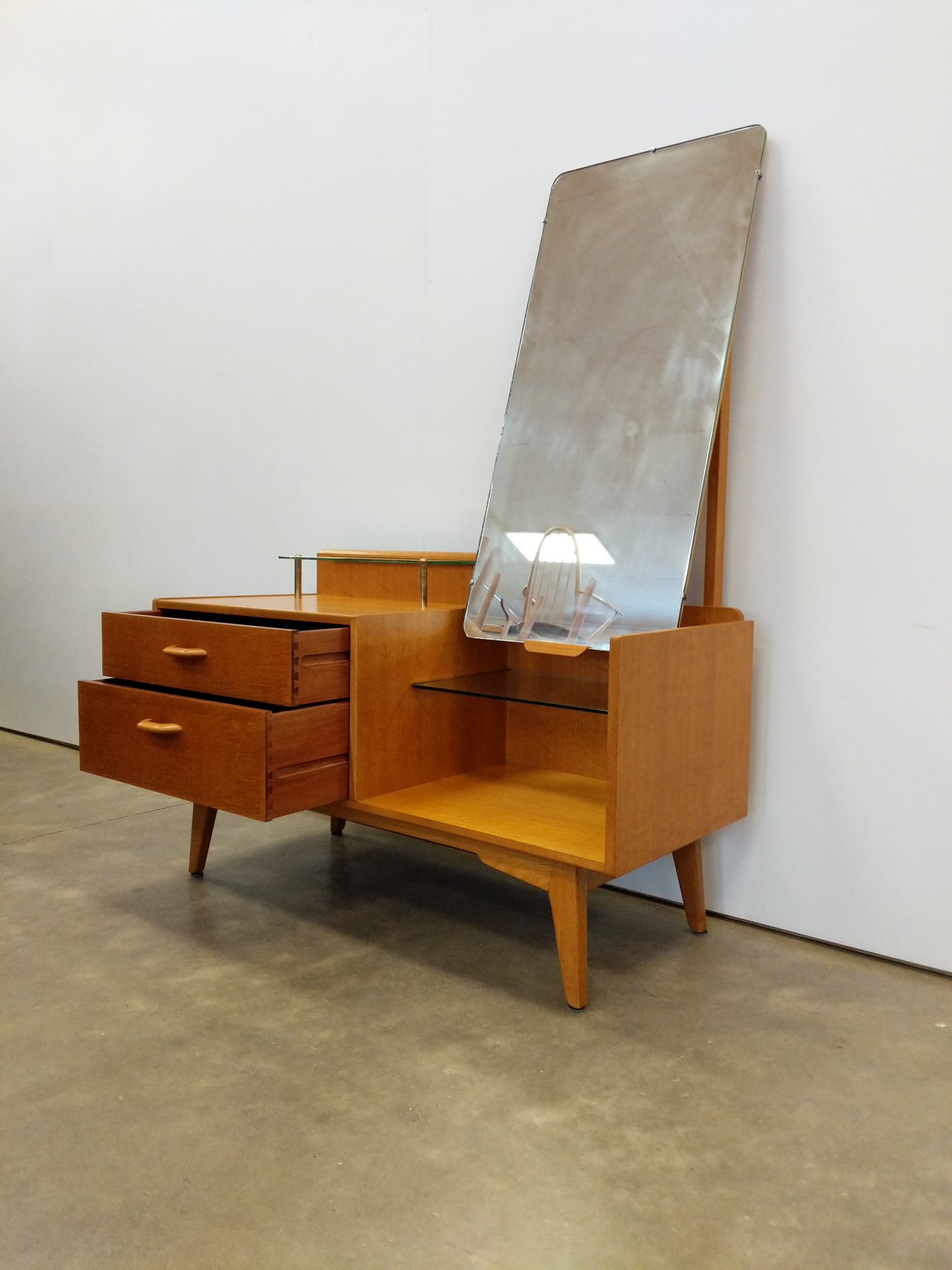 Vintage Mid Century Modern Oak Vanity / Dressing Table by G Plan