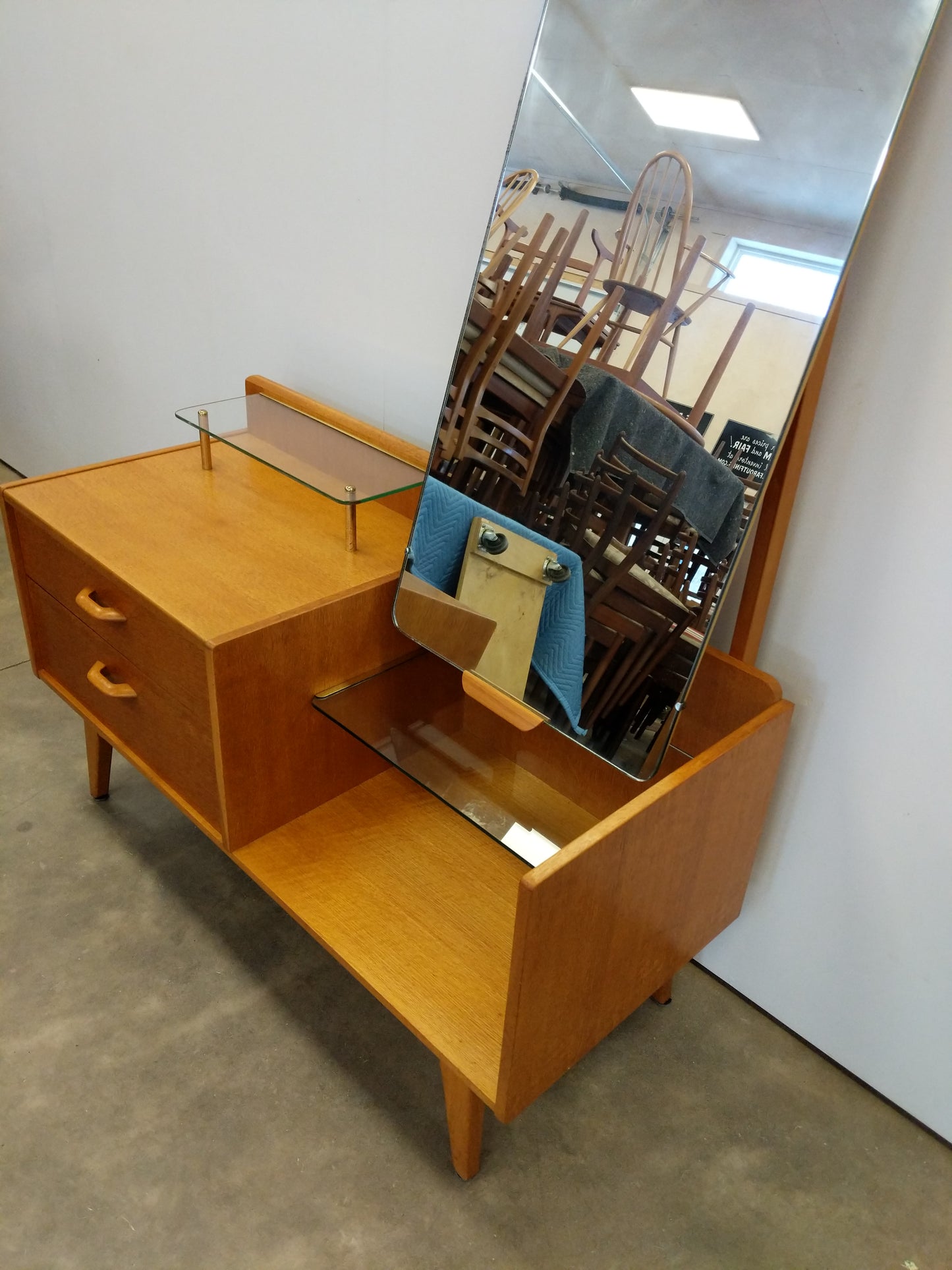 Vintage Mid Century Modern Oak Vanity / Dressing Table by G Plan