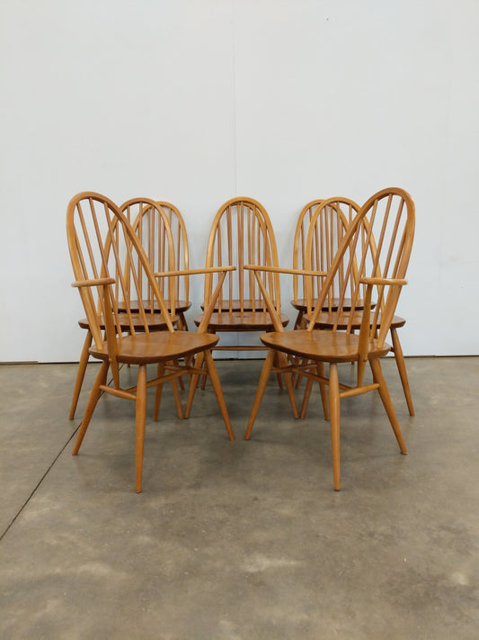 Set of 8 Vintage Mid Century Modern Dining Chairs by Ercol