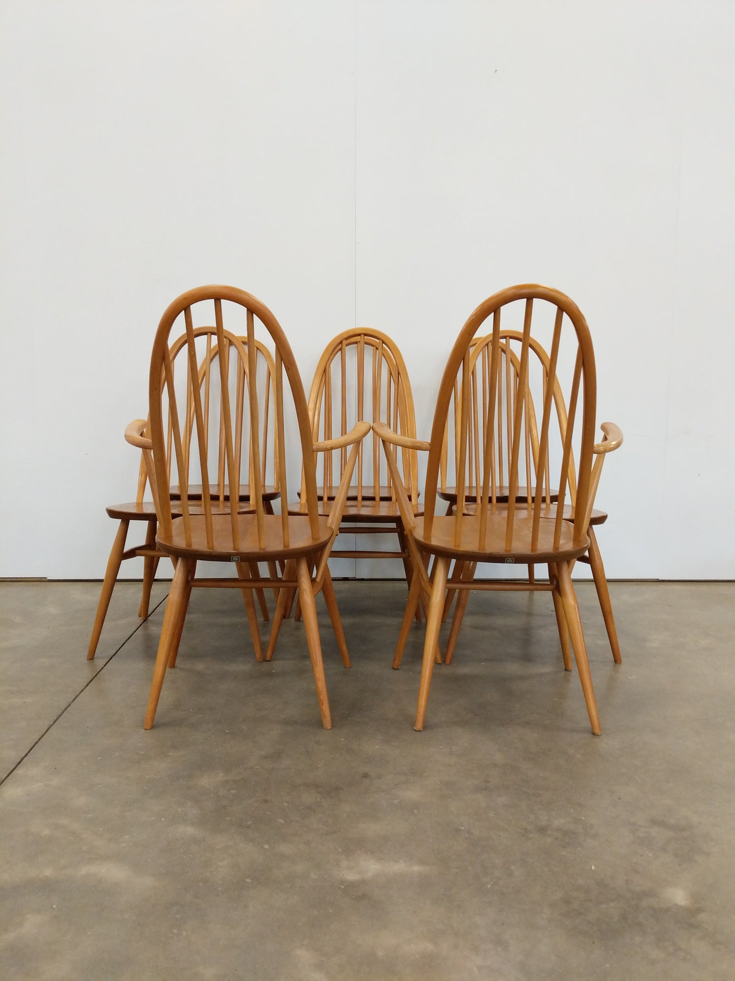Set of 8 Vintage Mid Century Modern Dining Chairs by Ercol