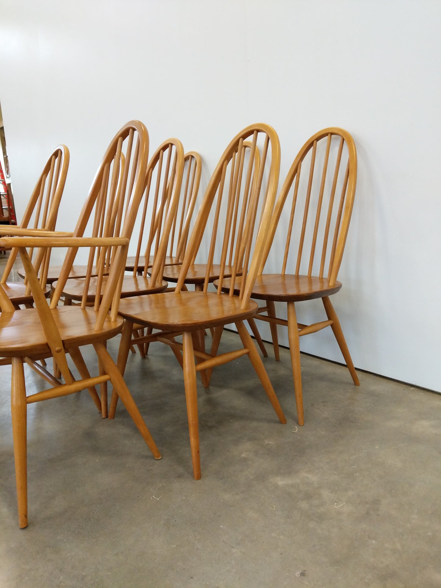 Set of 8 Vintage Mid Century Modern Dining Chairs by Ercol