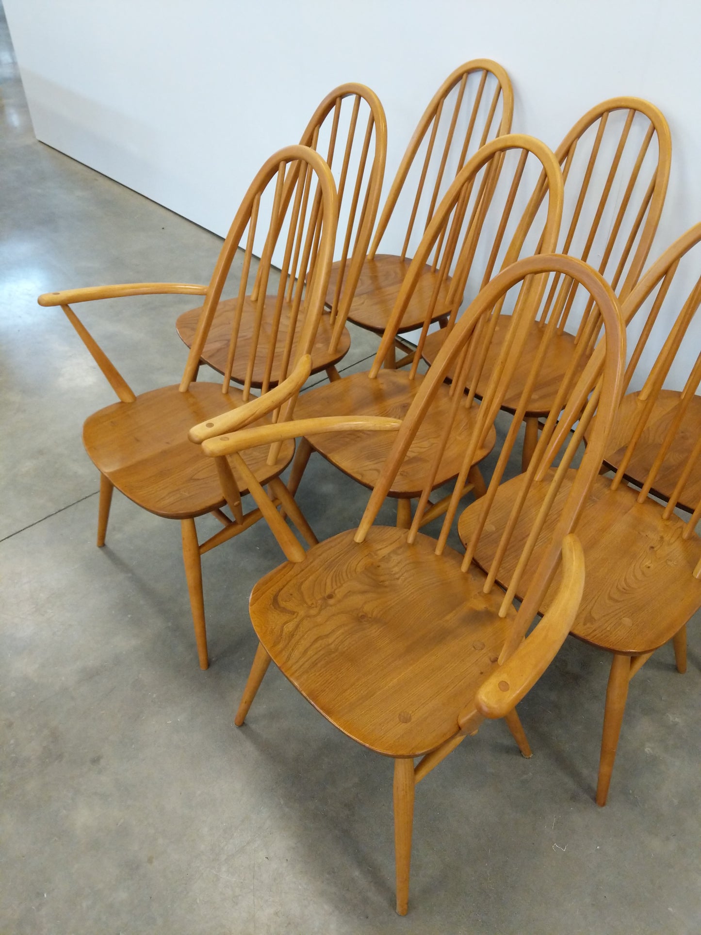 Set of 8 Vintage Mid Century Modern Dining Chairs by Ercol