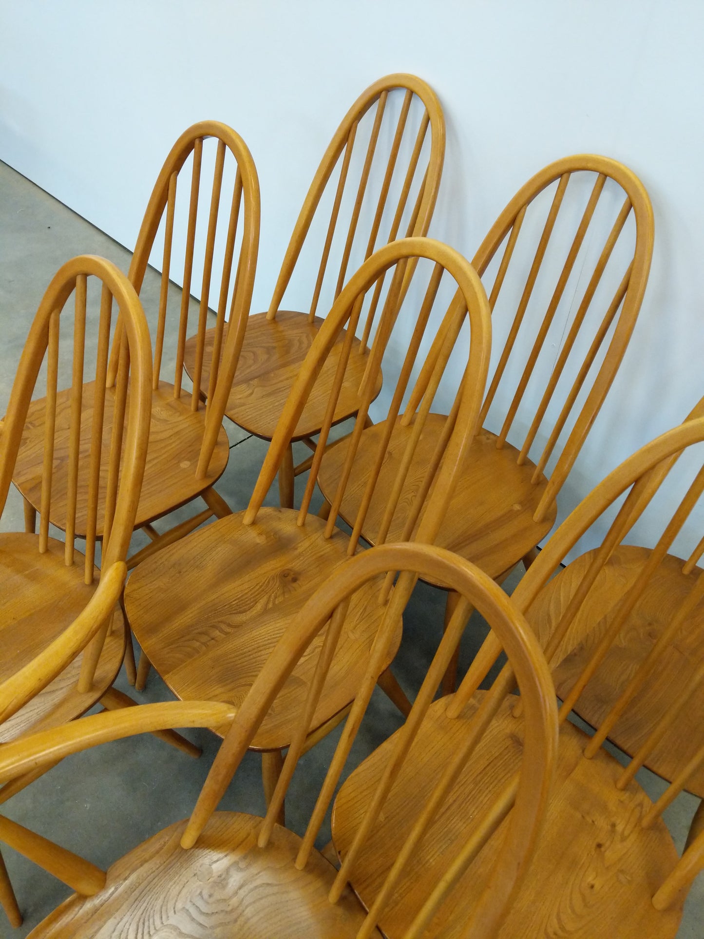 Set of 8 Vintage Mid Century Modern Dining Chairs by Ercol