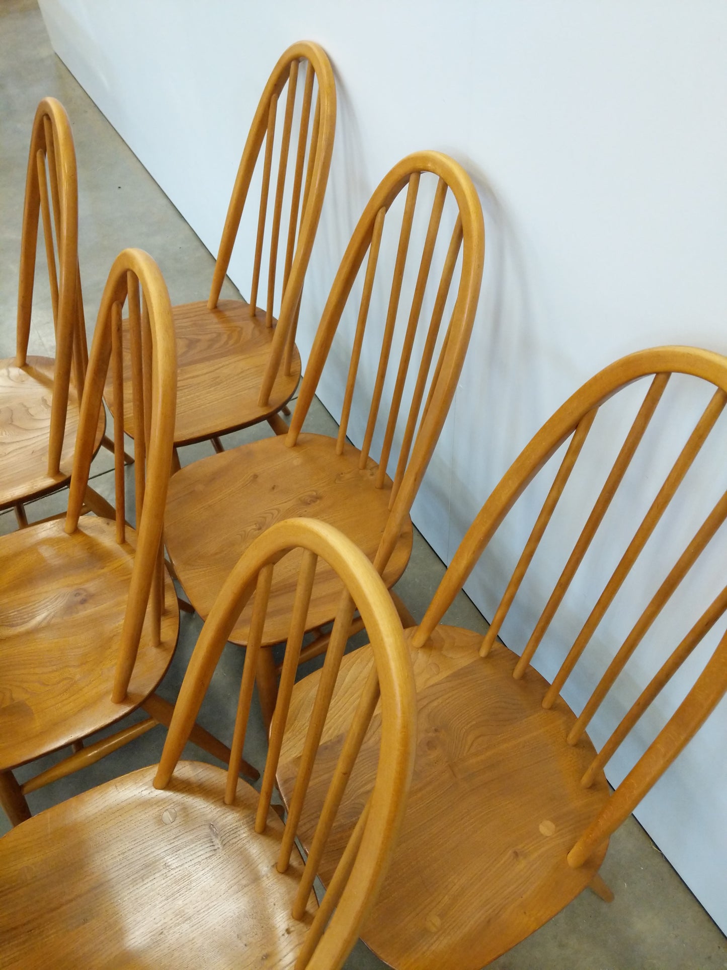 Set of 8 Vintage Mid Century Modern Dining Chairs by Ercol