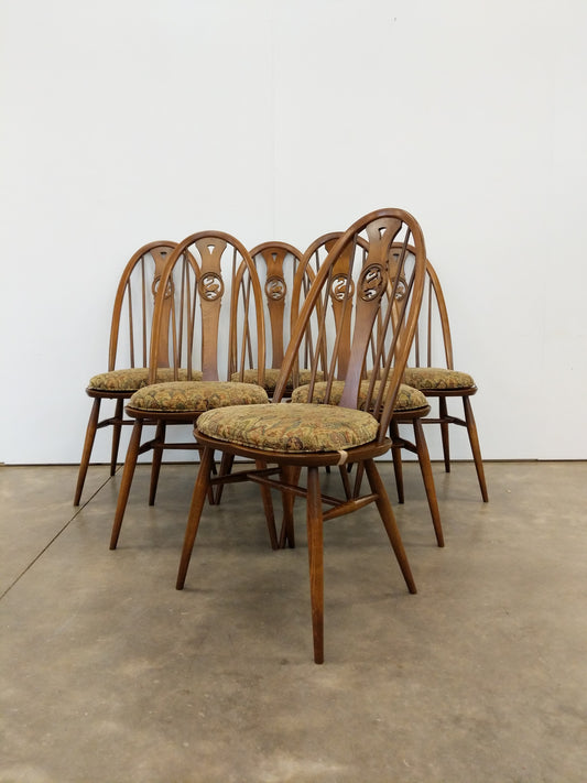 Set of 6 Vintage Mid Century Modern Dining Chairs by Ercol