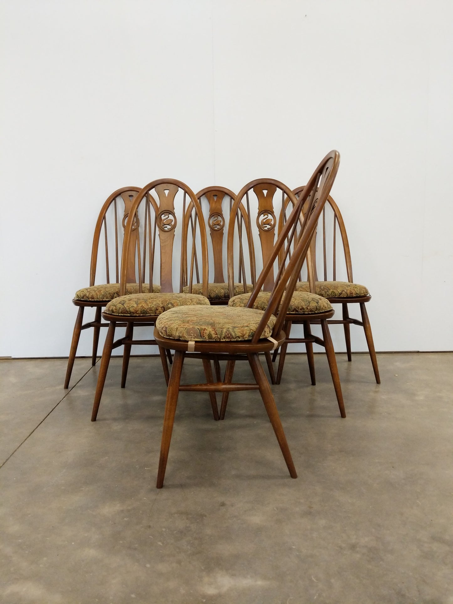 Set of 6 Vintage Mid Century Modern Dining Chairs by Ercol