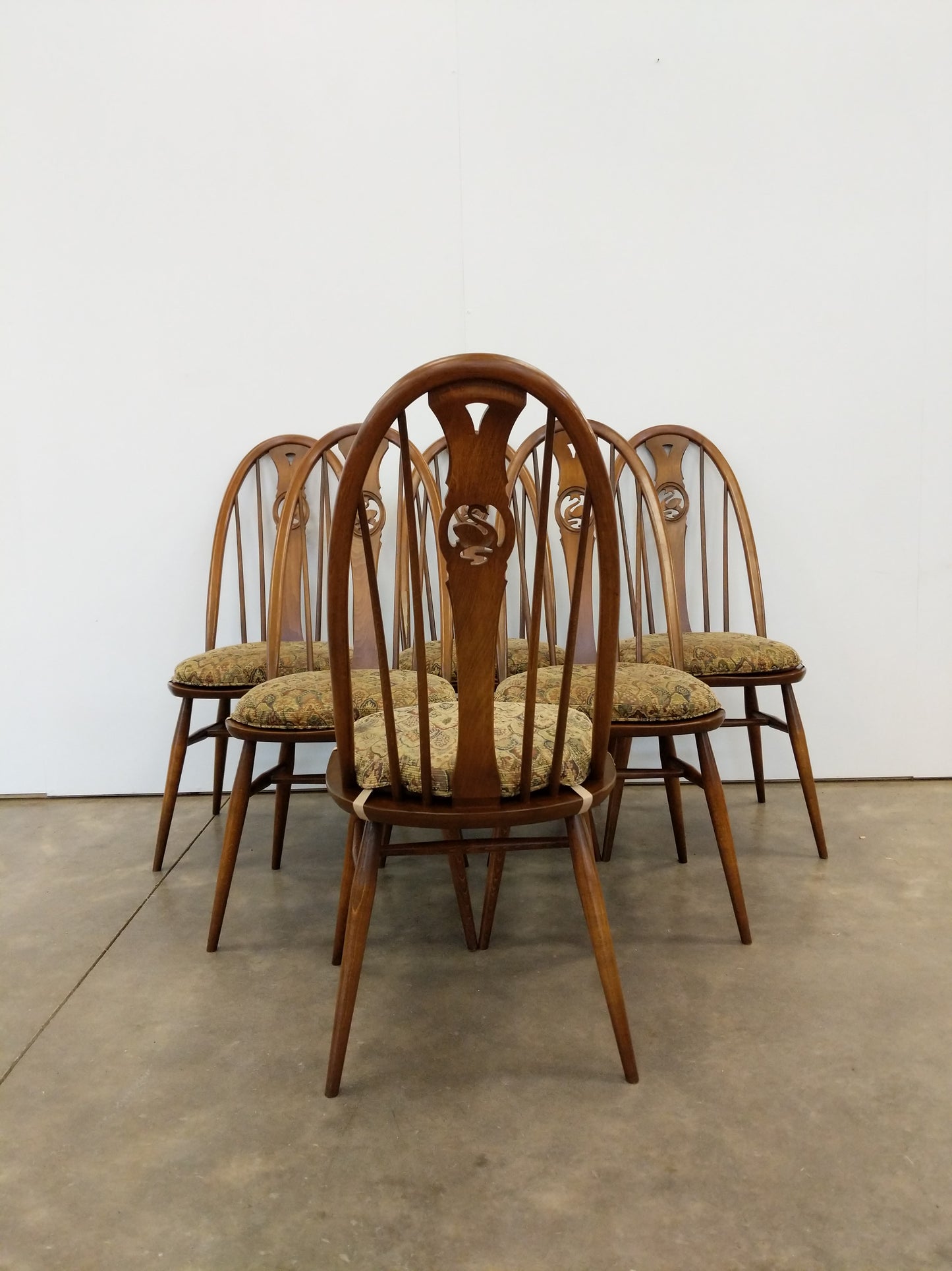 Set of 6 Vintage Mid Century Modern Dining Chairs by Ercol