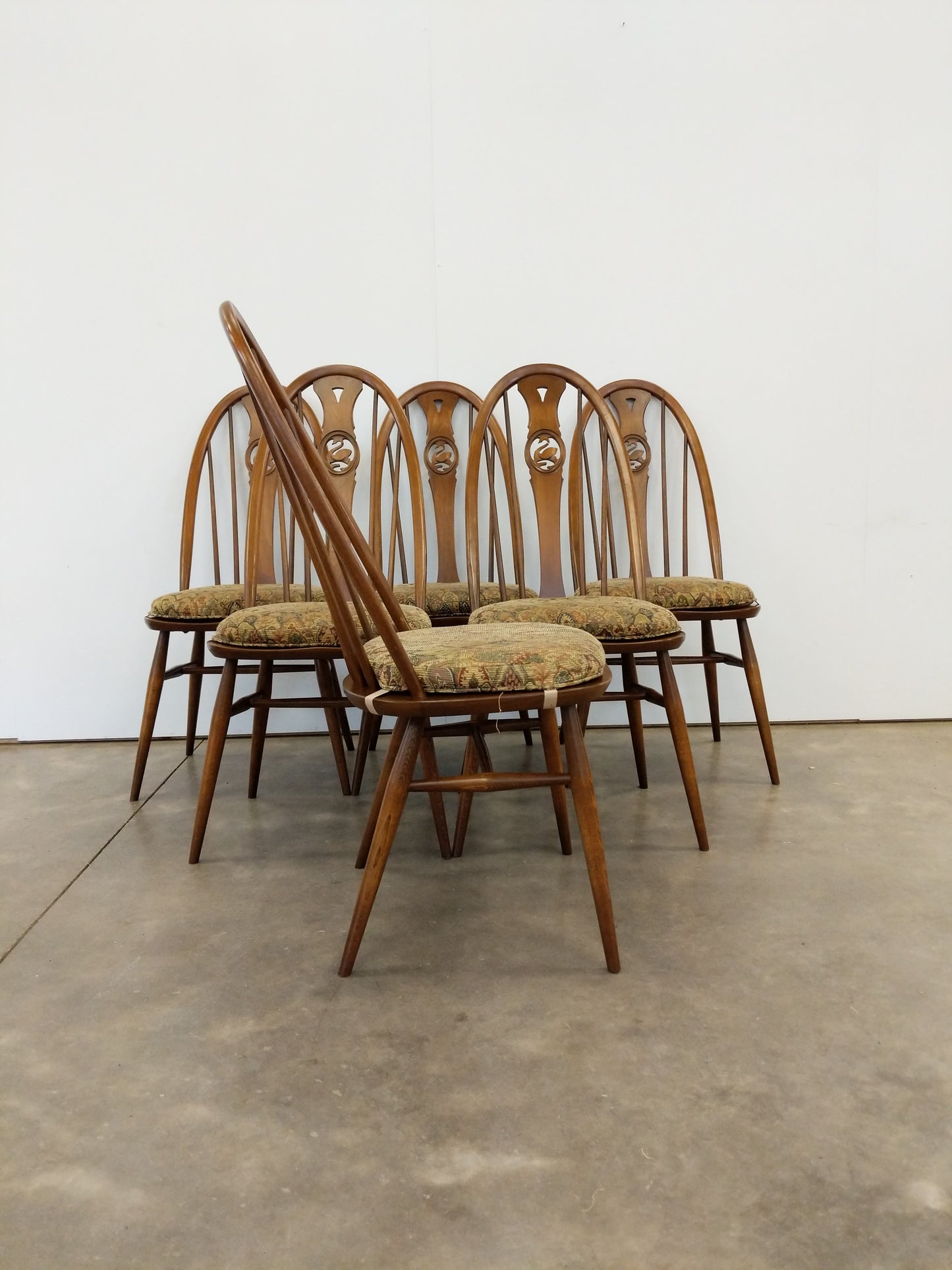 Set of 6 Vintage Mid Century Modern Dining Chairs by Ercol