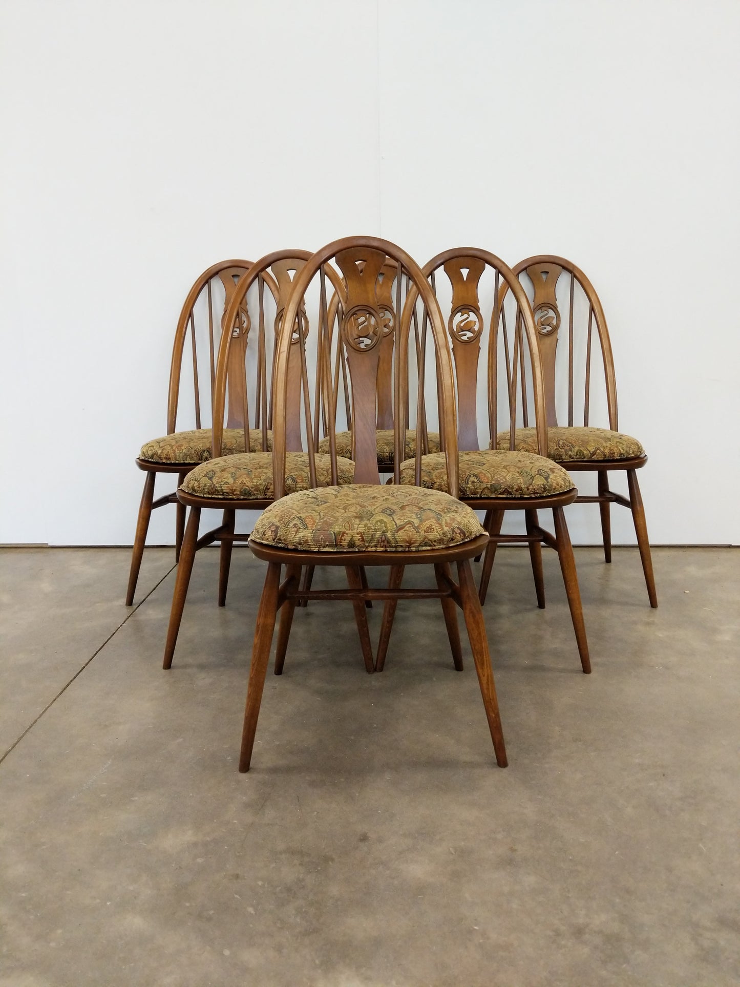 Set of 6 Vintage Mid Century Modern Dining Chairs by Ercol